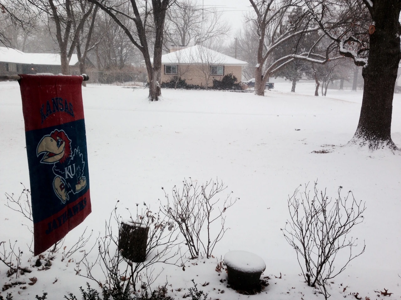 It just started snowing and it is coming down pretty good.