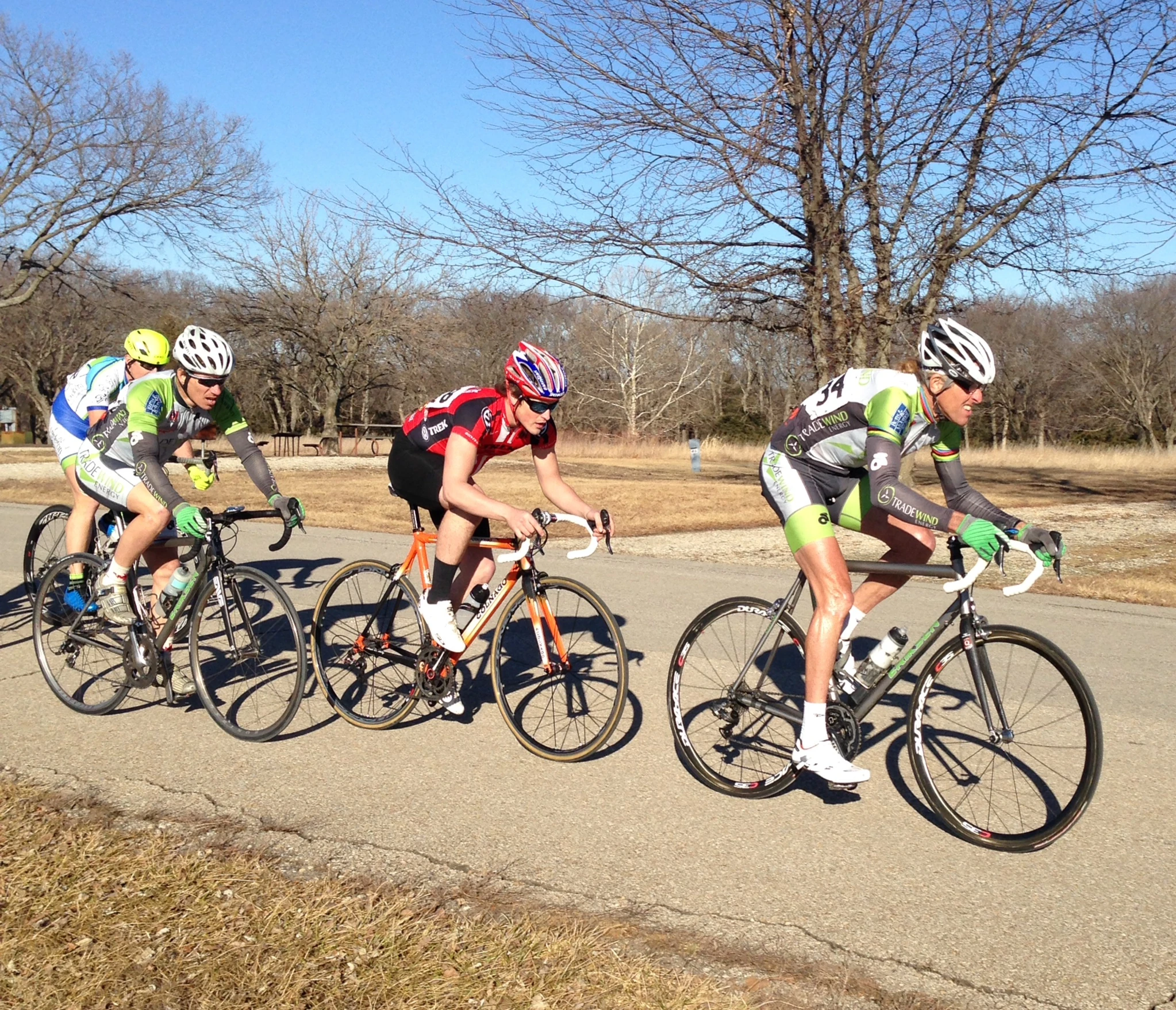 Early in the race with Peter Boyd and Bill Stolte.