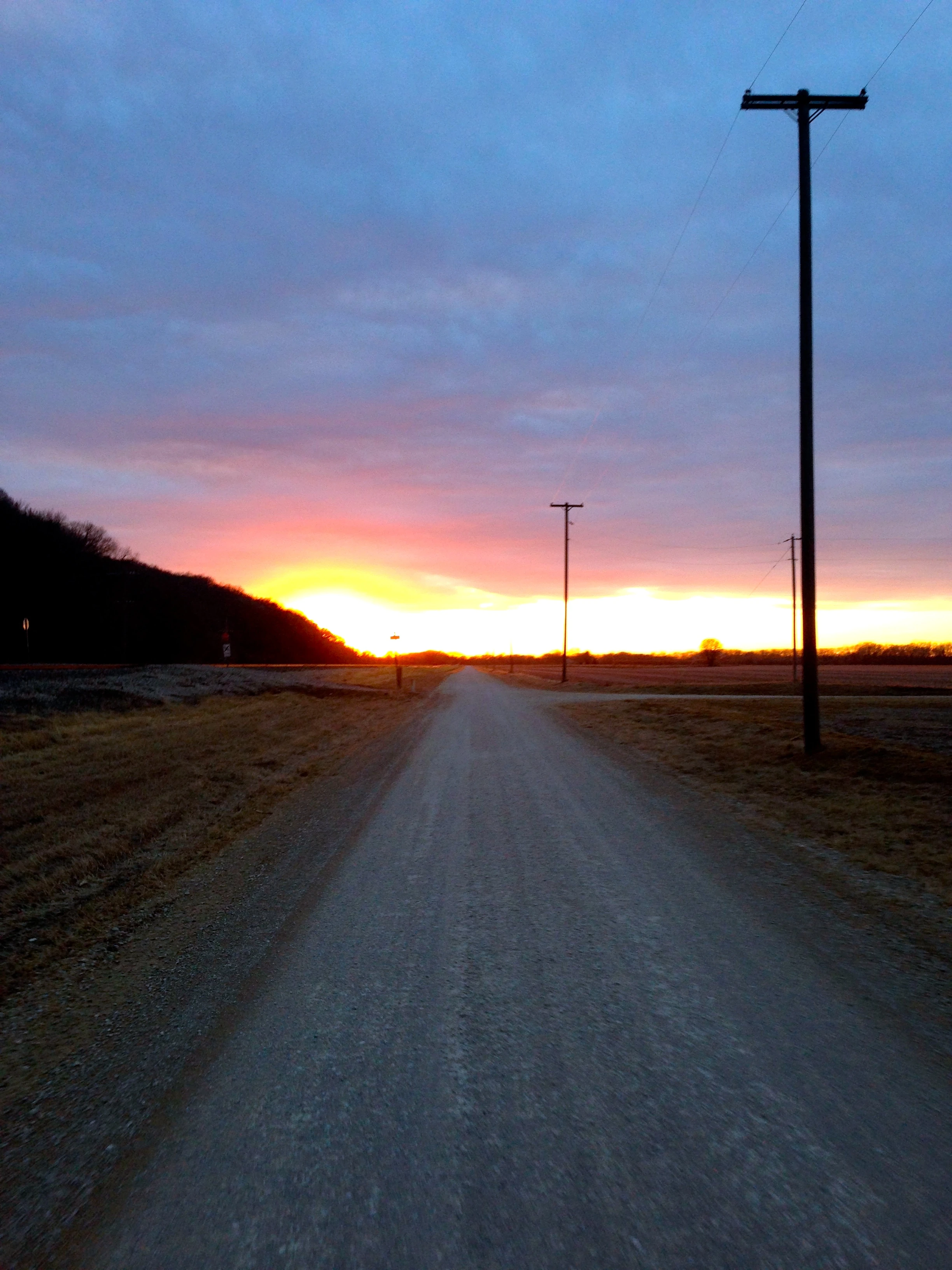 Riding into the sunset yesterday evening. I never get tired of this view.