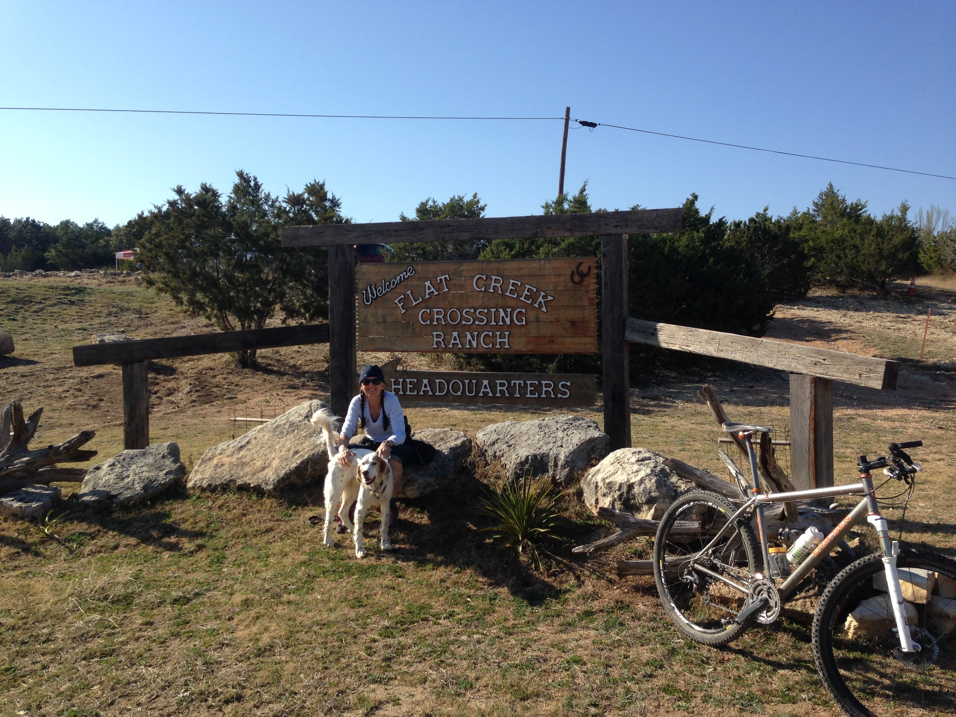 Trudi and Bromont hanging at the start/finish area.