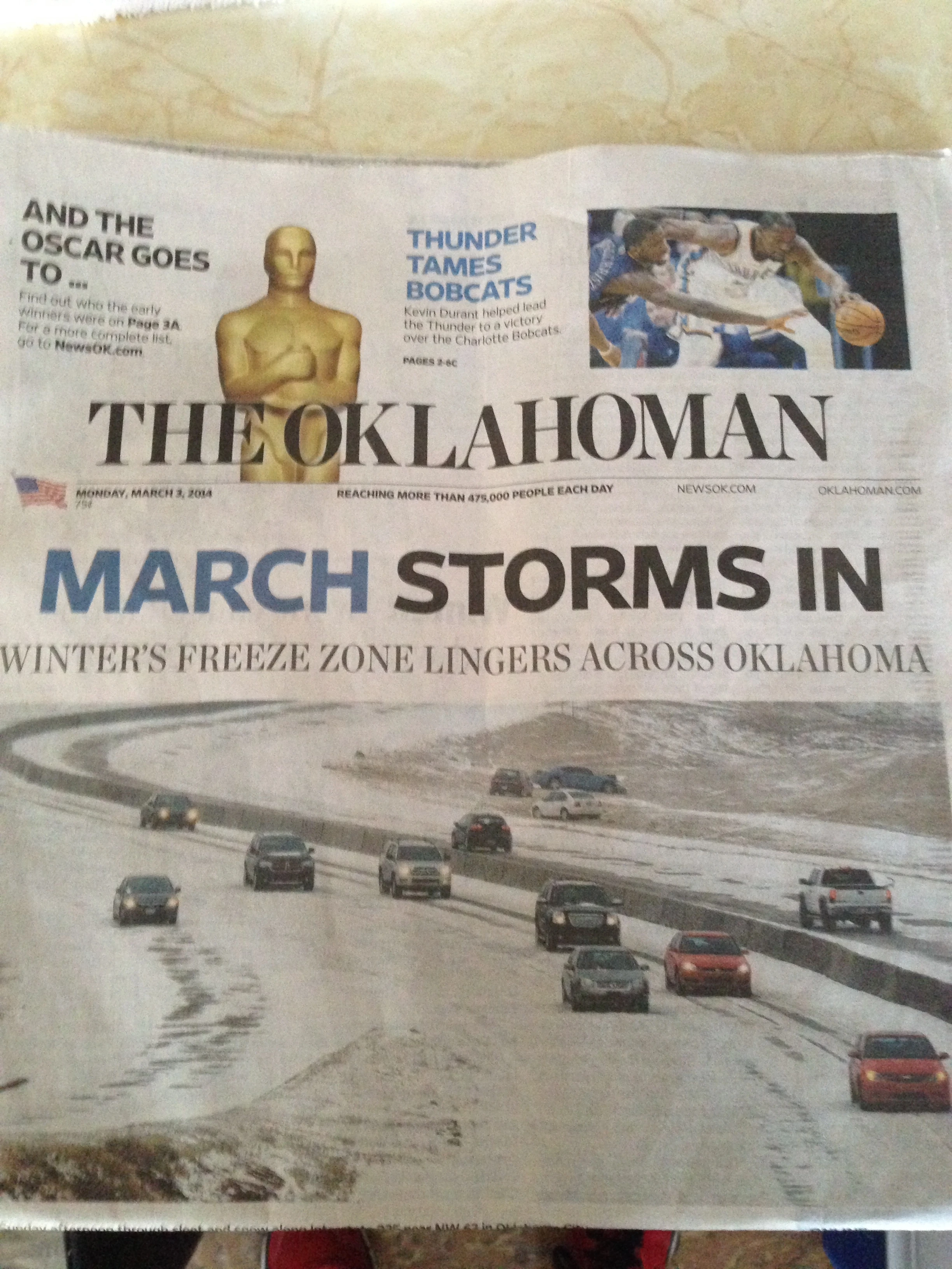 Morning paper in Blackwell.