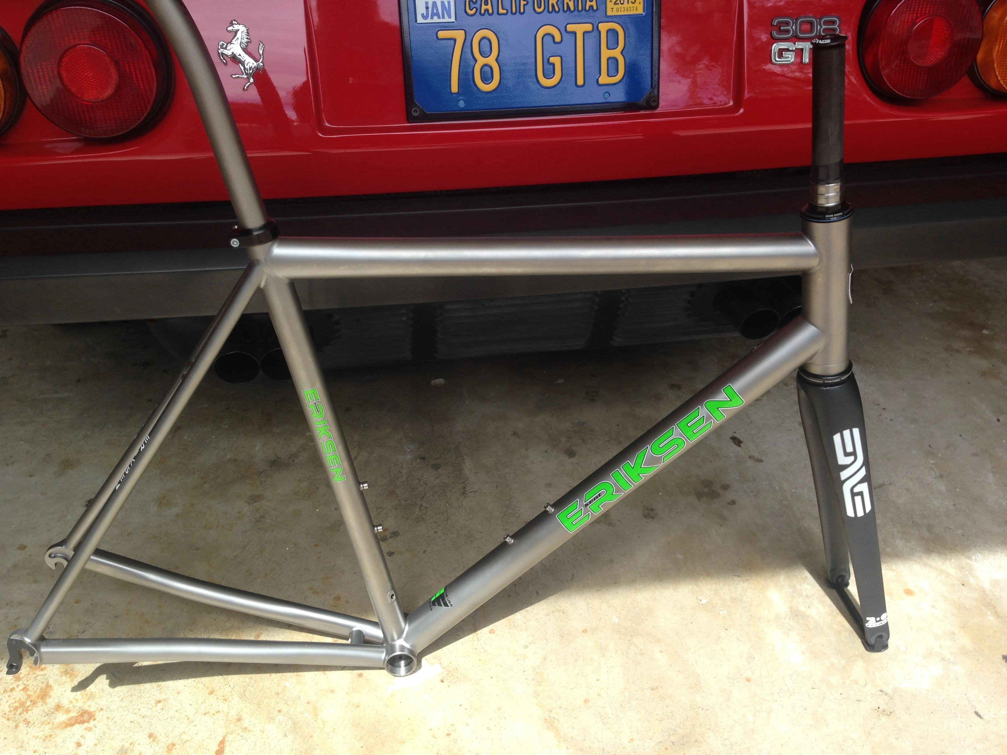 My new Eriksen frame. I&rsquo;ve had it awhle, just never had the chance to put it together. It&rsquo;s all internally routed for Di2, with a custom holder for the battery in the seatpost. I&rsquo;ll post more about it later.