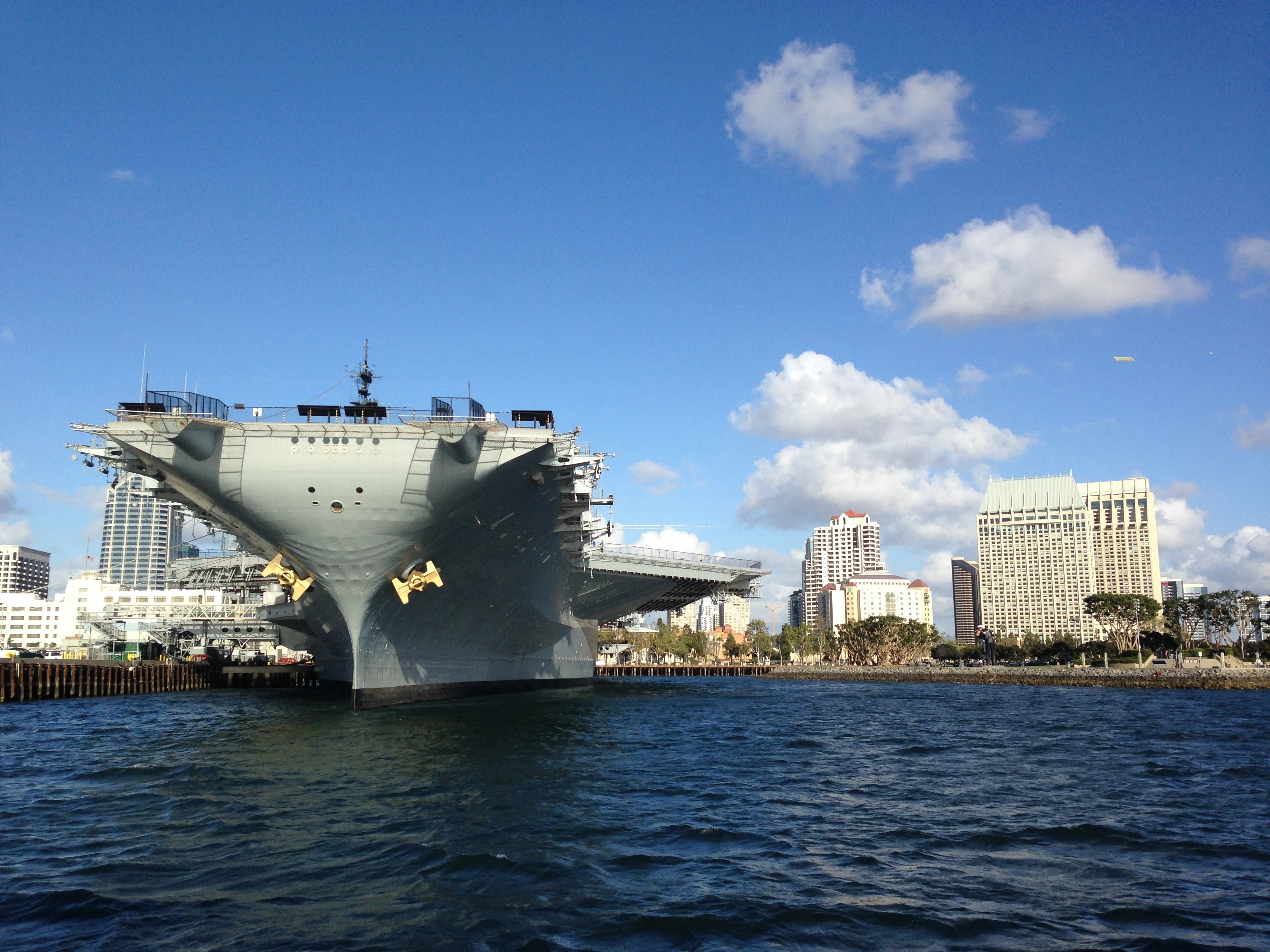 The aircraft carrier from the ferry. It is huge.