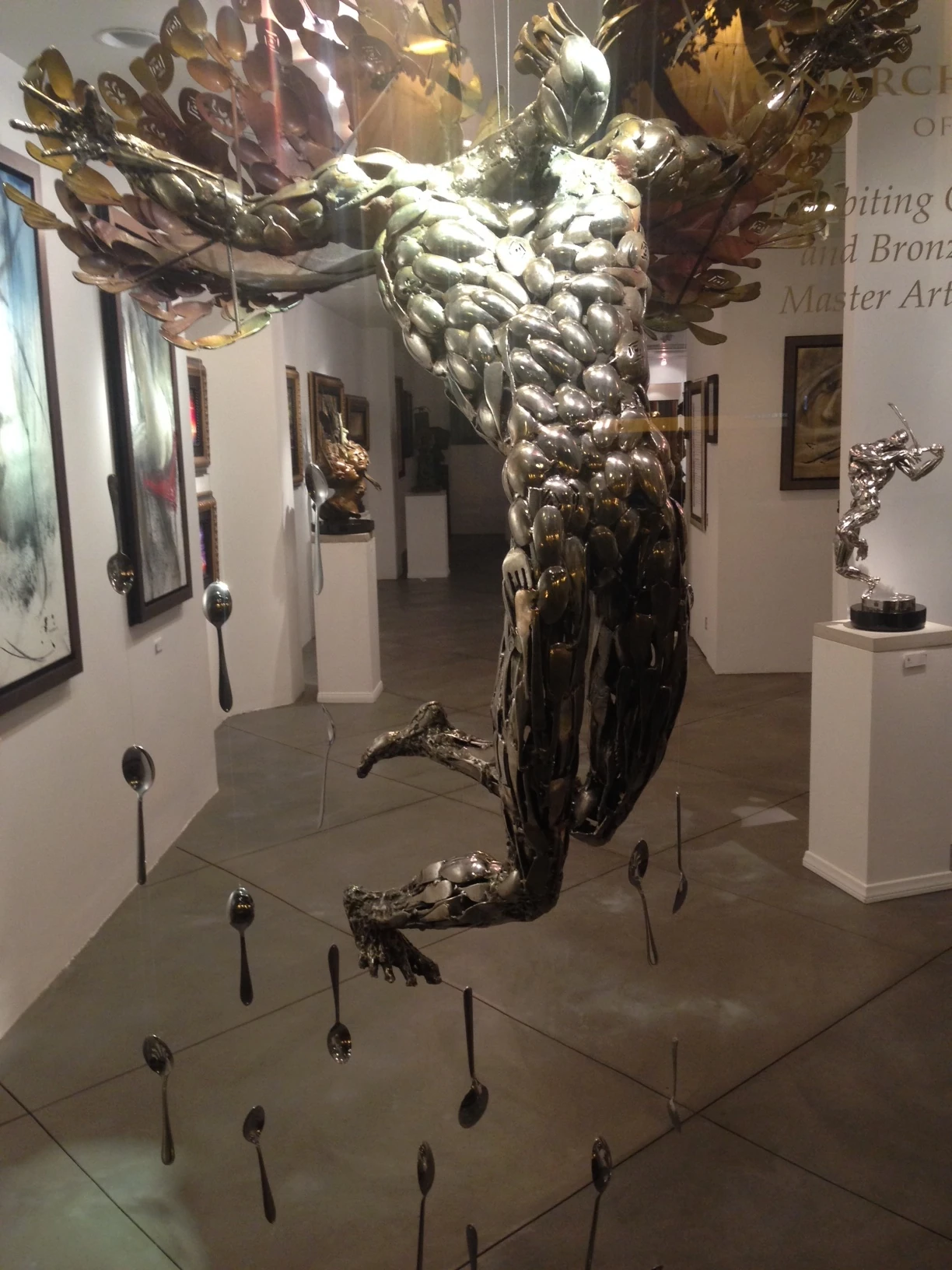 I saw this in a store in La Jolla last night. It&rsquo;s made mainly of spoons and silverware. 