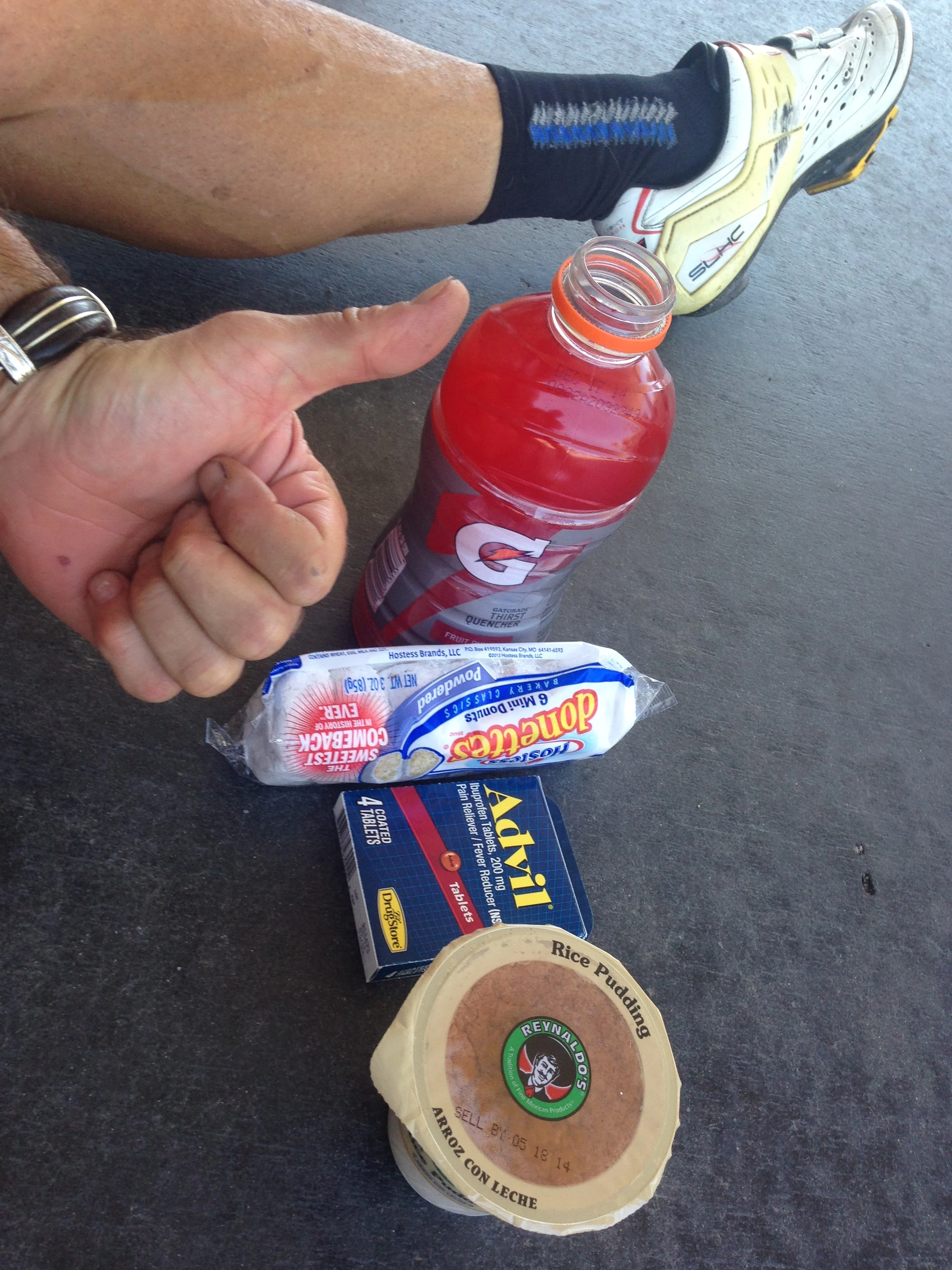 Don hasn&rsquo;t been riding much and every time we stopped, he bought an enormous amount of calories. Pretty interesting mix here.