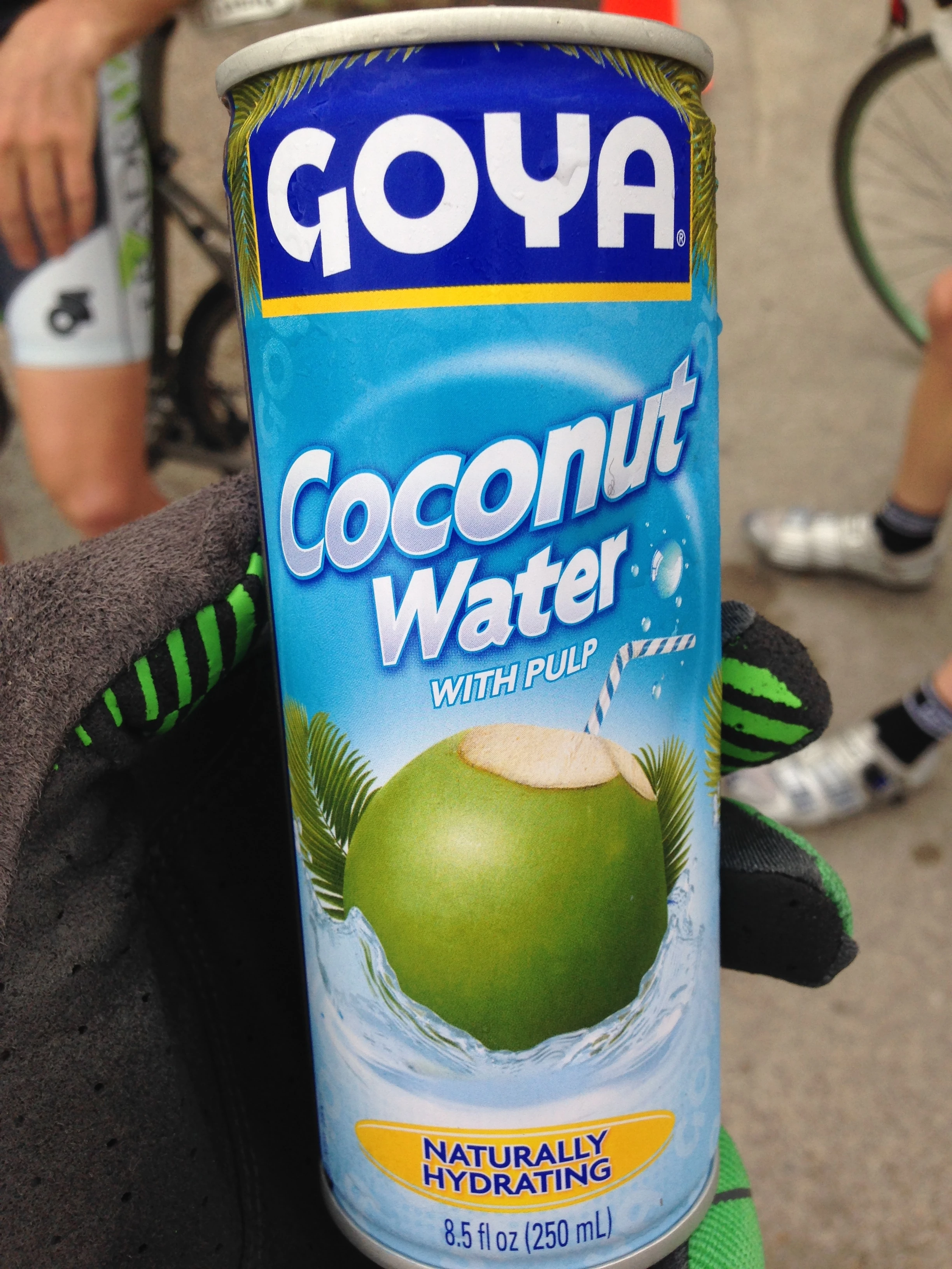 They were handing out this at the finish. Coconut water with chunks of coconut in it. I drank/ate 4.