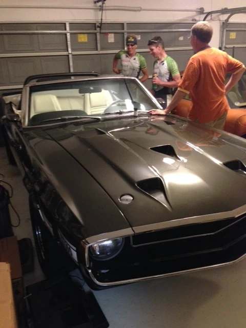 Bill and I checking out Mark&rsquo;s Mustang.