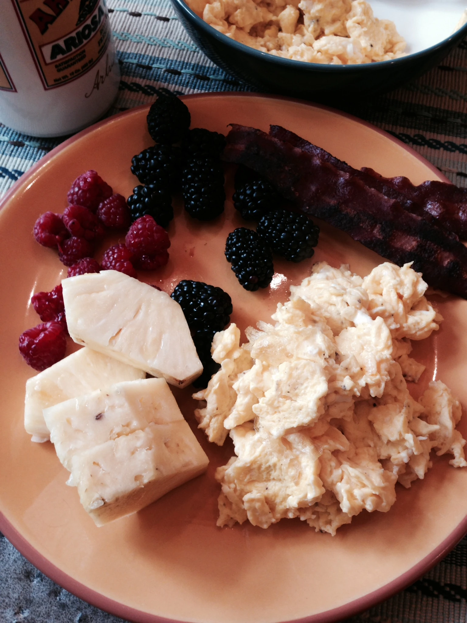 Breakfast this morning. I wanted to sleep in, but the smells were too good.