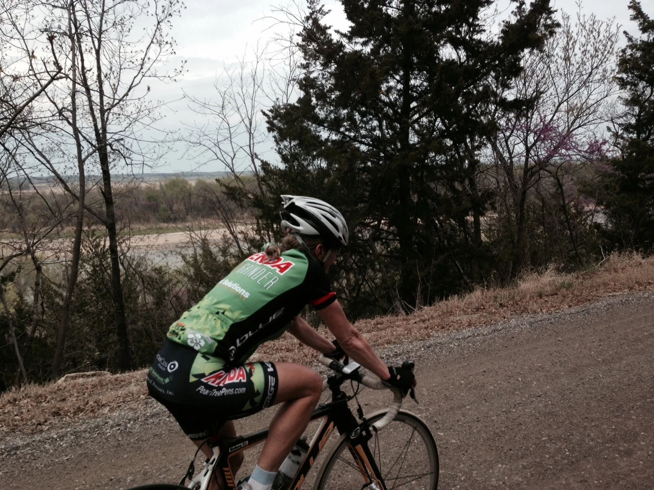 The gravel wasn&rsquo;t all that smooth along the river, but it was still great. It was pretty warm, 20 degrees warmer than Catherine&rsquo;s Seattle weather, so she was a bit hot.