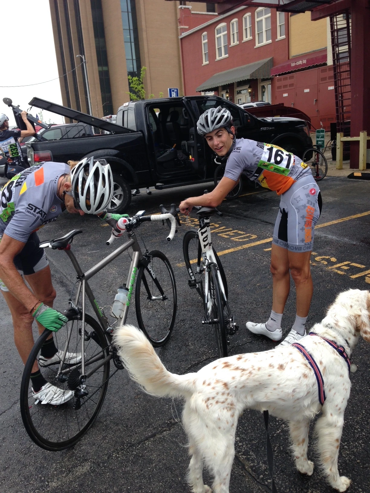 Nick and I after the race, me bumming about flatting a new Vittoria CX.