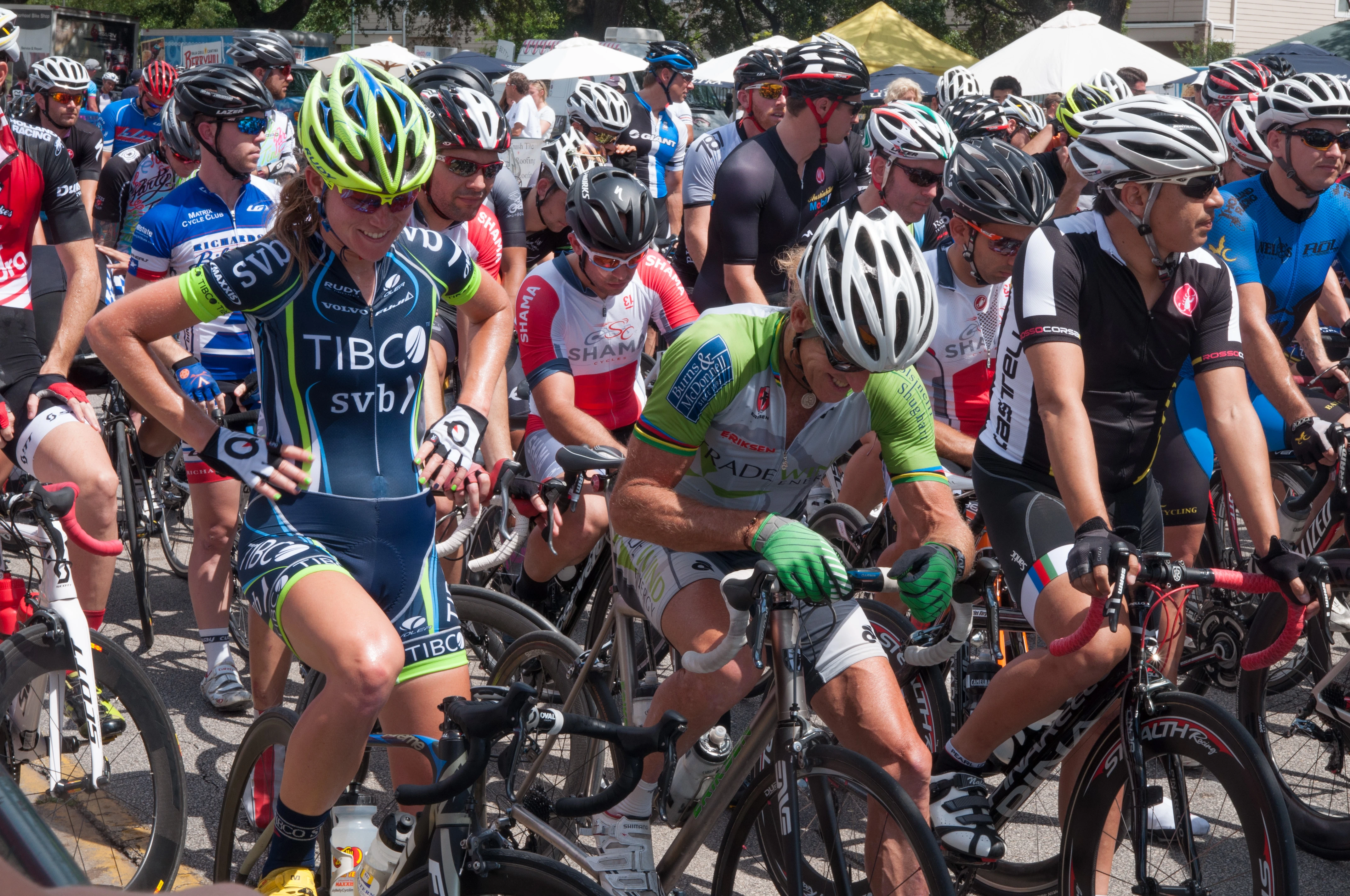 Here at the start with Lauren Stephens. She just won the women&rsquo;s race and then came directly to the start for the Pro1 race. I was asking her about losing the $1000 woman&rsquo;s prime she lost by an inch. She is riding crazy good this year. I got into a little tussle with her husband, Mat Stephens, on the last lap. I probably overreacted a little, but am pretty tired of all this silliness at the end of races. That is Carlos Vargas to my left. I haven&rsquo;t seen Carlos for a long time. It was his first race of the season. 
