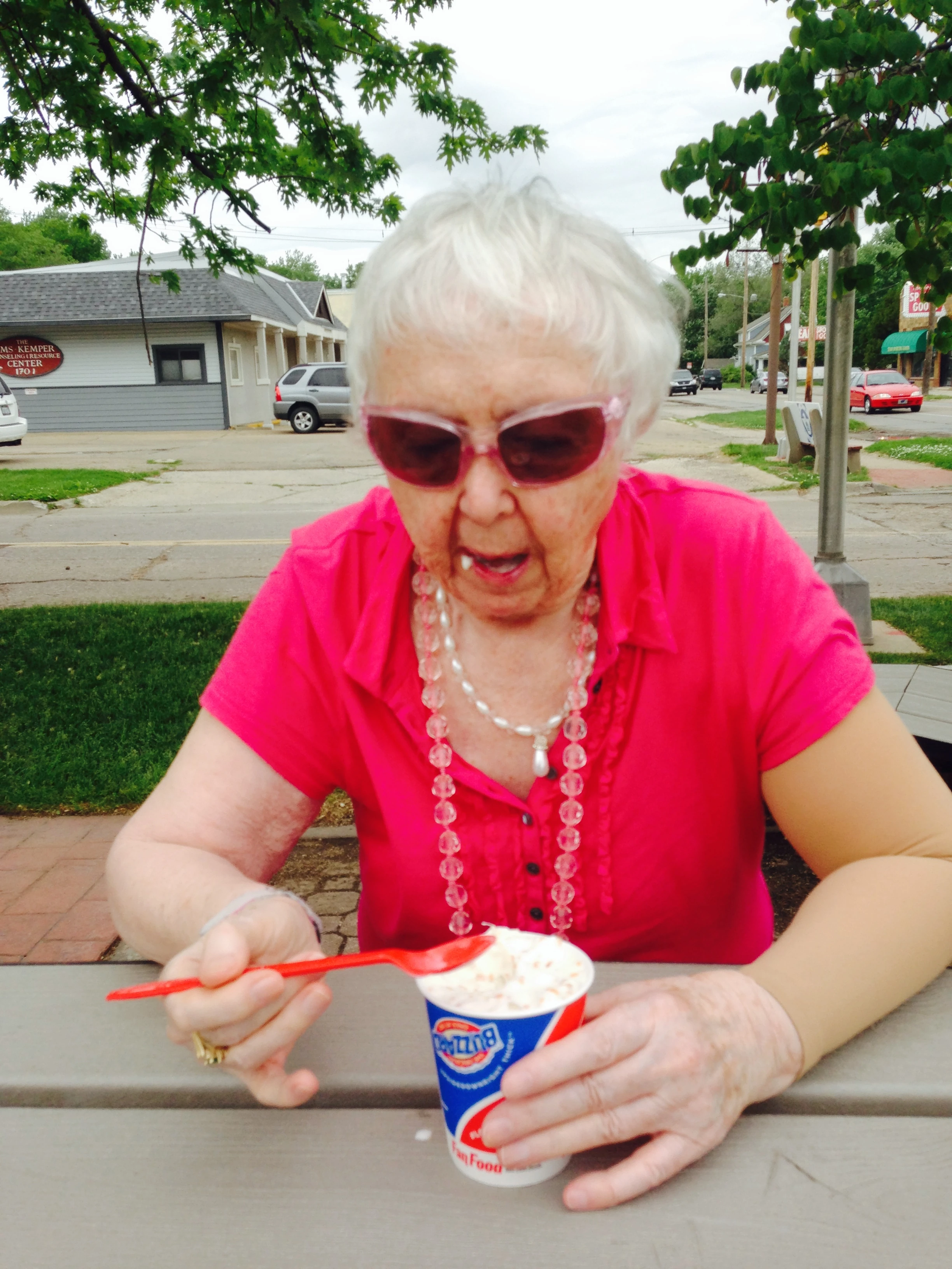 I caught her here at DQ, off guard. 