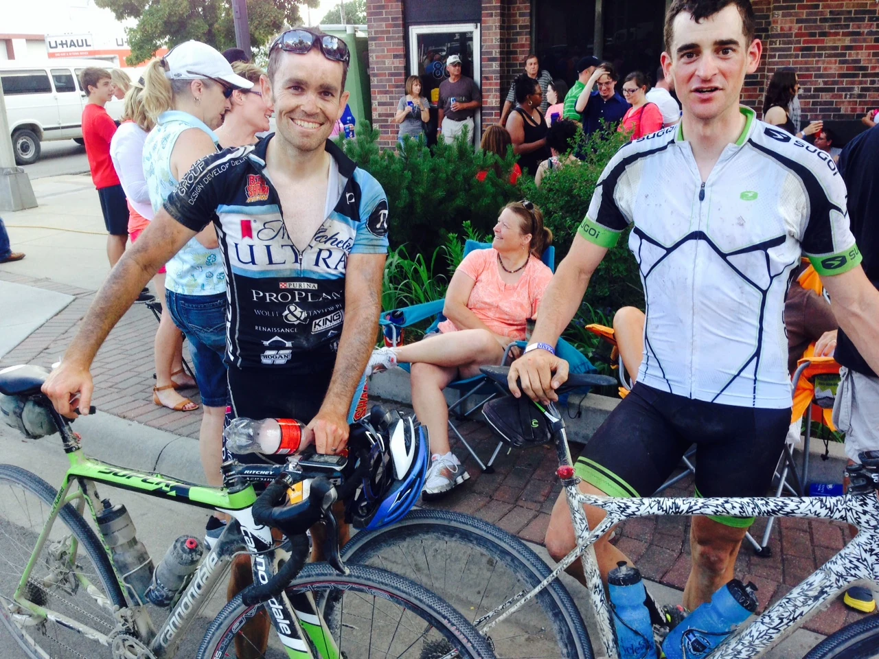 This is Josh Johnson, on the left, with 3rd place finisher, Jonathan Schottler. They rode the race a few years ago and Josh flatted a ton and Jon waited for him while he changed his flats. I think they were off their bikes over an hour that year.