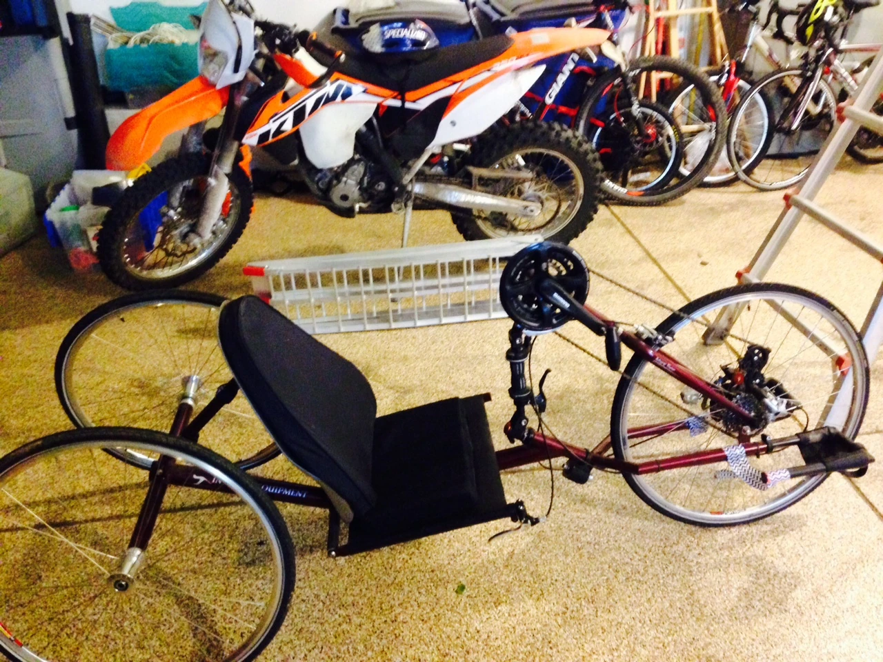 The hand cycle I&rsquo;m going to try out later this afternoon after it warms up a little.