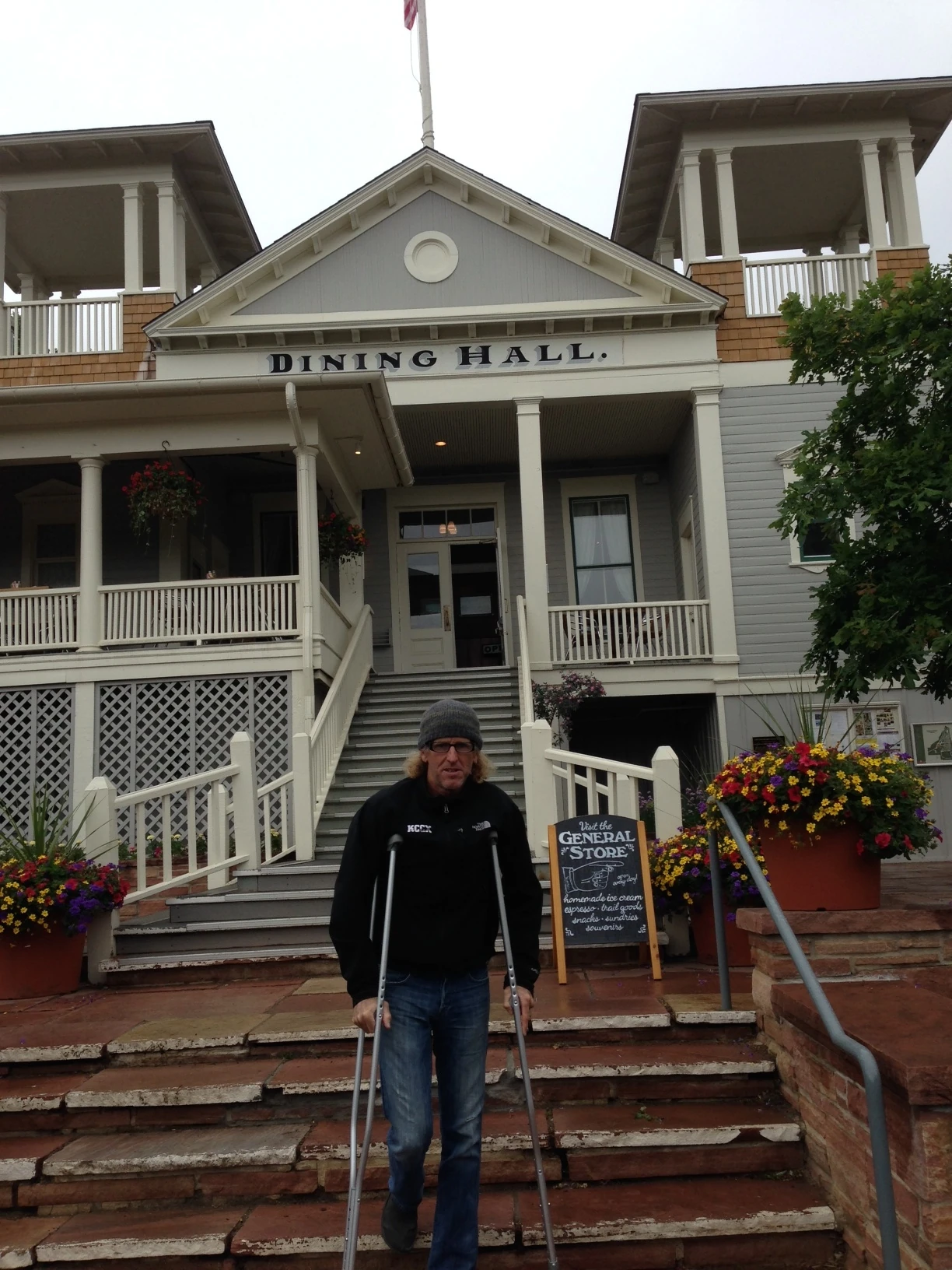 Leaving the dining hall.