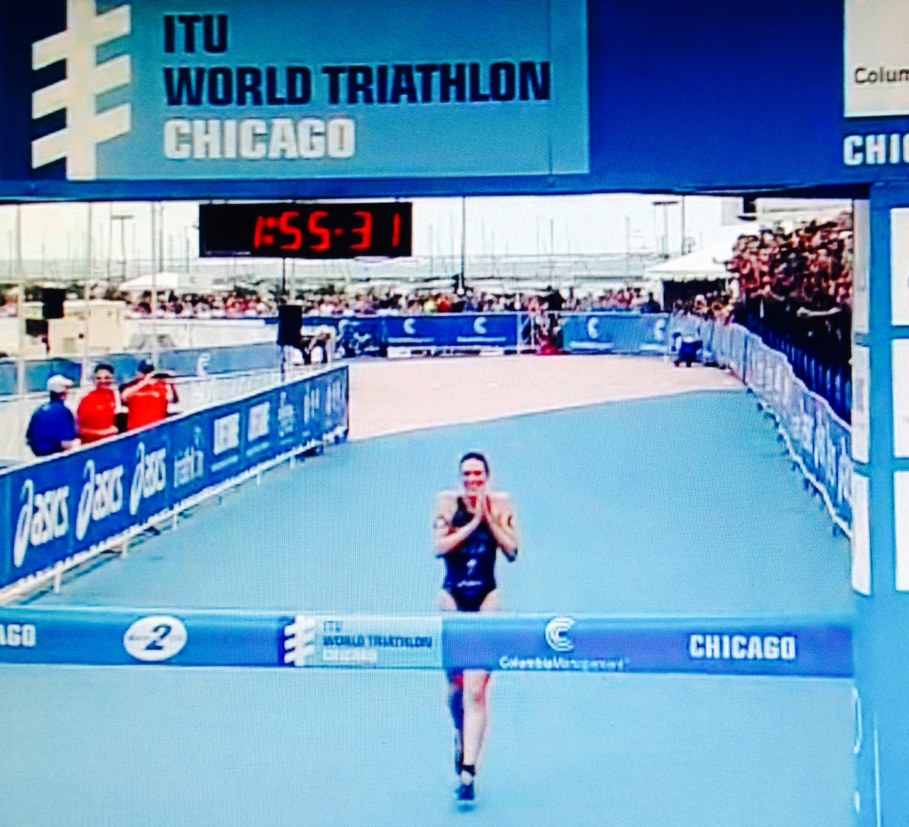 Gwen coming to the finish yesterday.