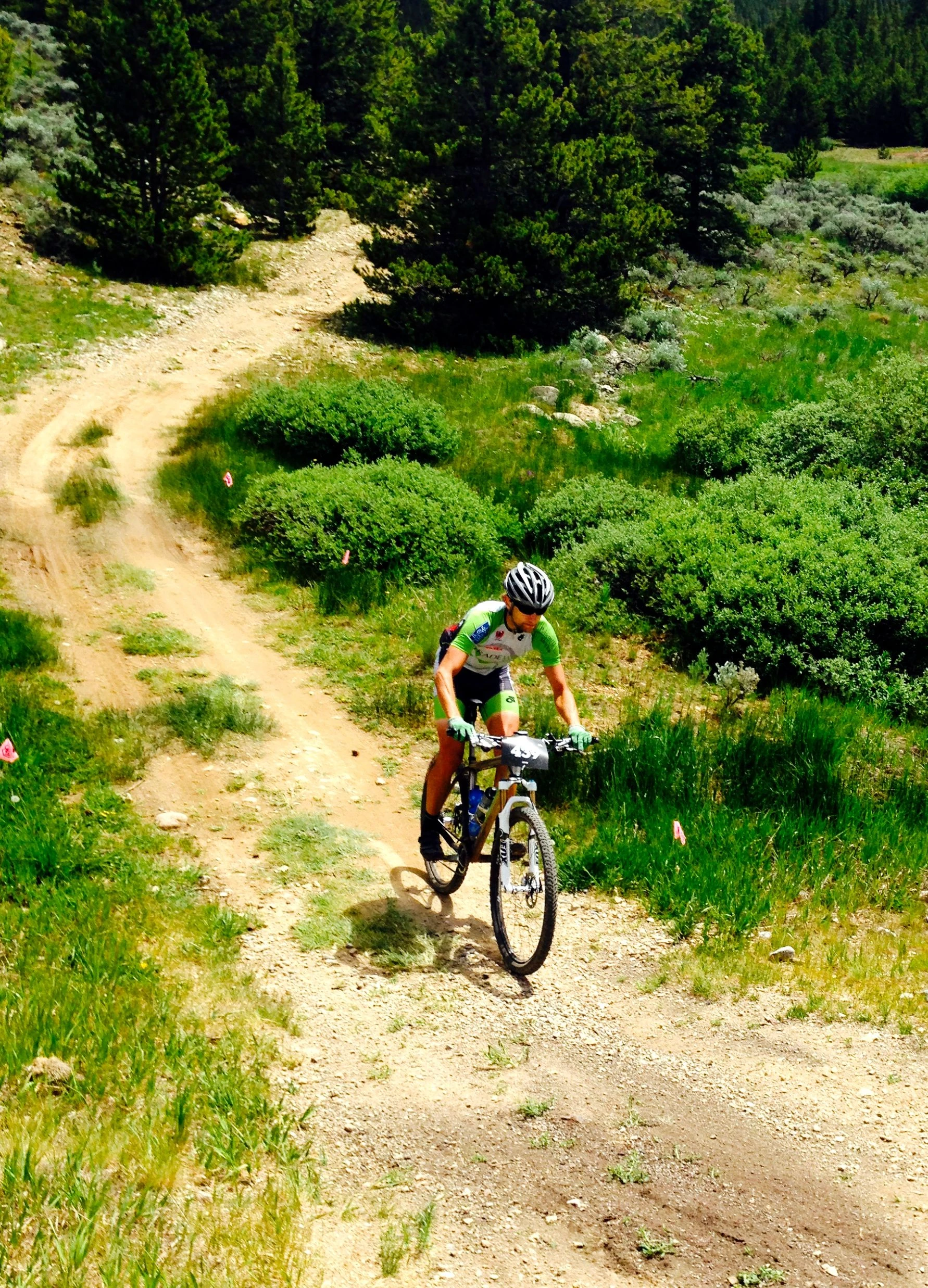 Brian playing catch up on the way back.