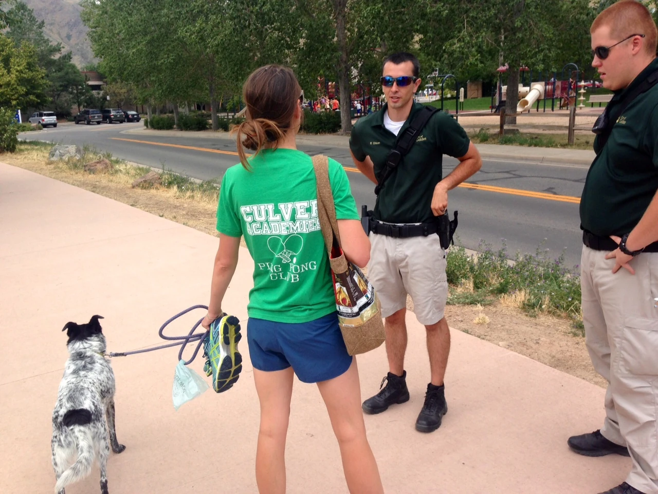 These guys stopped this girl for letting her dog walk into creek without its leash. There are signs everywhere, but the one ranger was super rude. I saw them approach here and the first thing he said to her before anything else was, &ldquo;We are you going?&rdquo; I&rsquo;m sure she had no idea what they wanted. They they said they needed her ID. I didn&rsquo;t like it at all. 