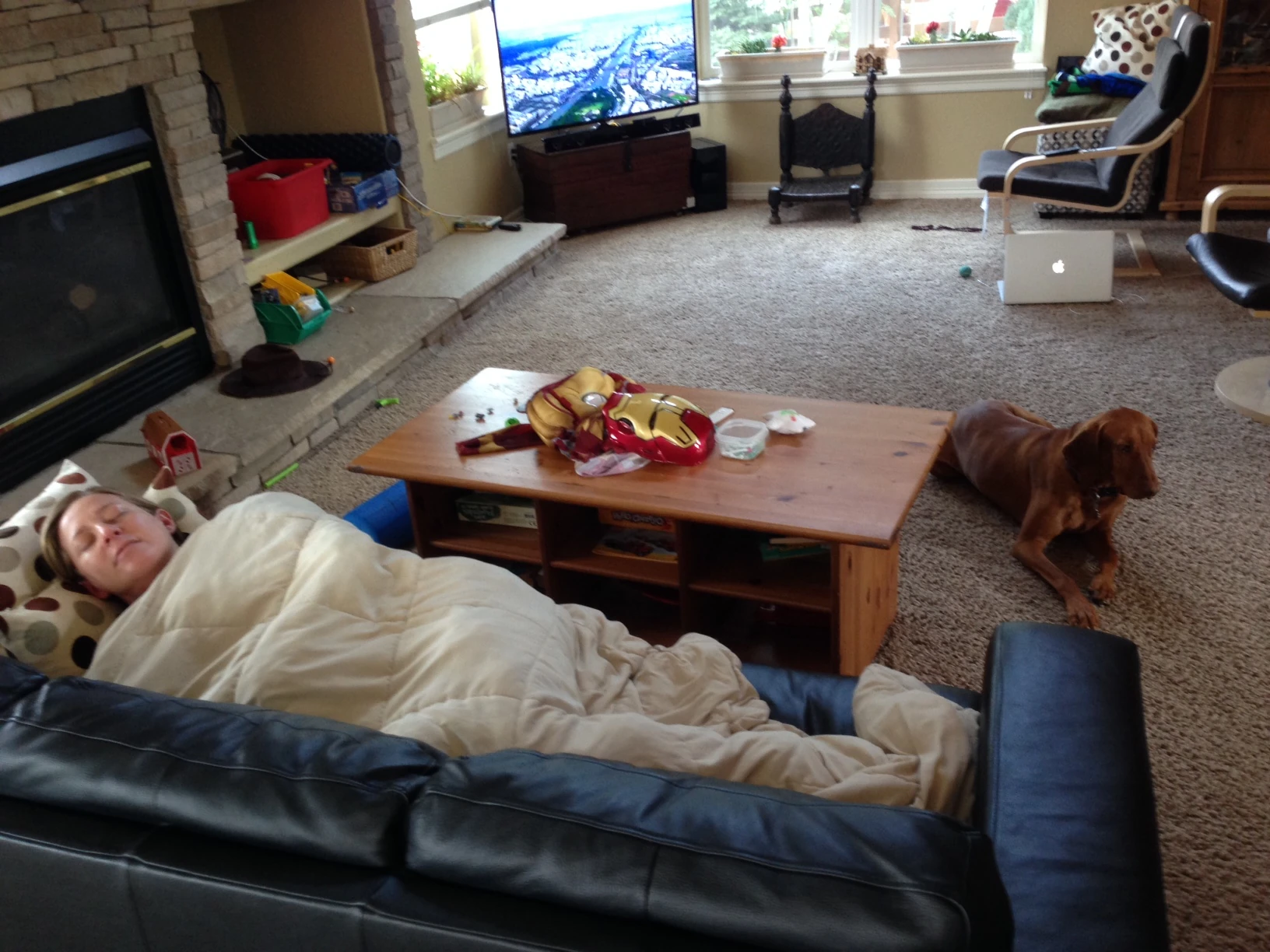 Lisa hanging on Sunday morning, me timing, Jack, the dog, being a loyal friend.