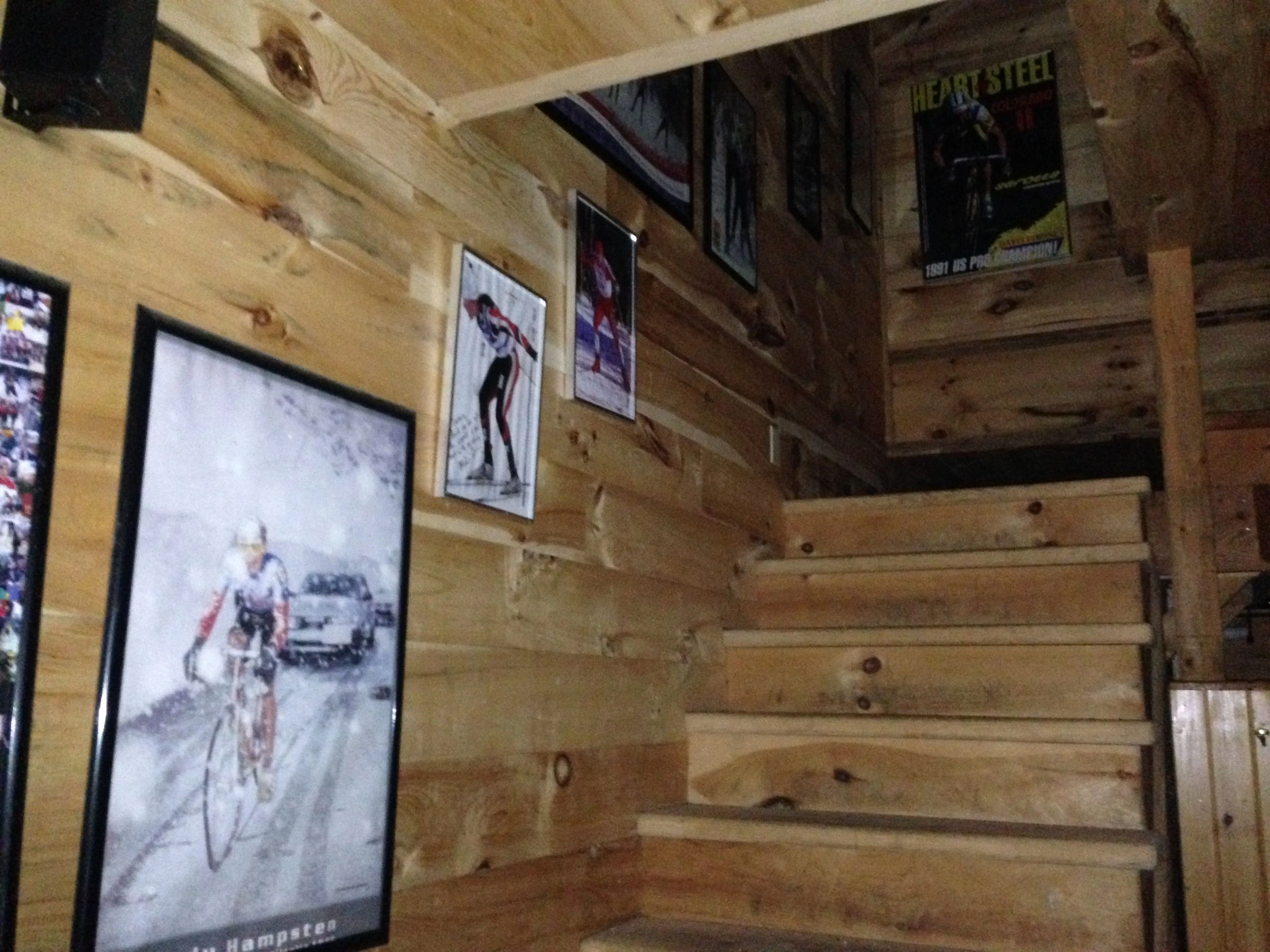 Stairs going up to the apartment in the Kansas garage.