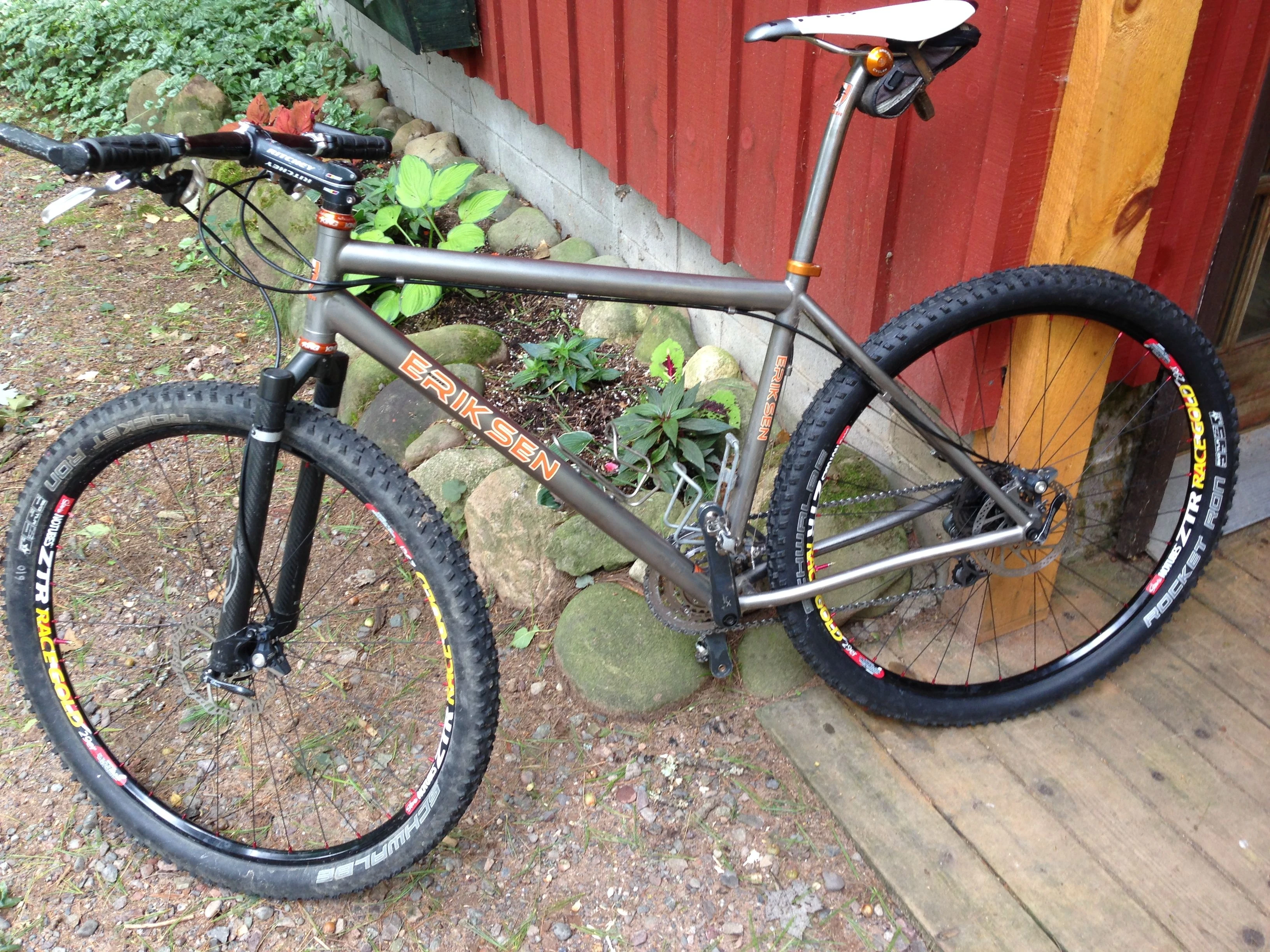 My pieced together bike. It is rigid and weights about 18 pounds. Nothing special about it other than the frame.