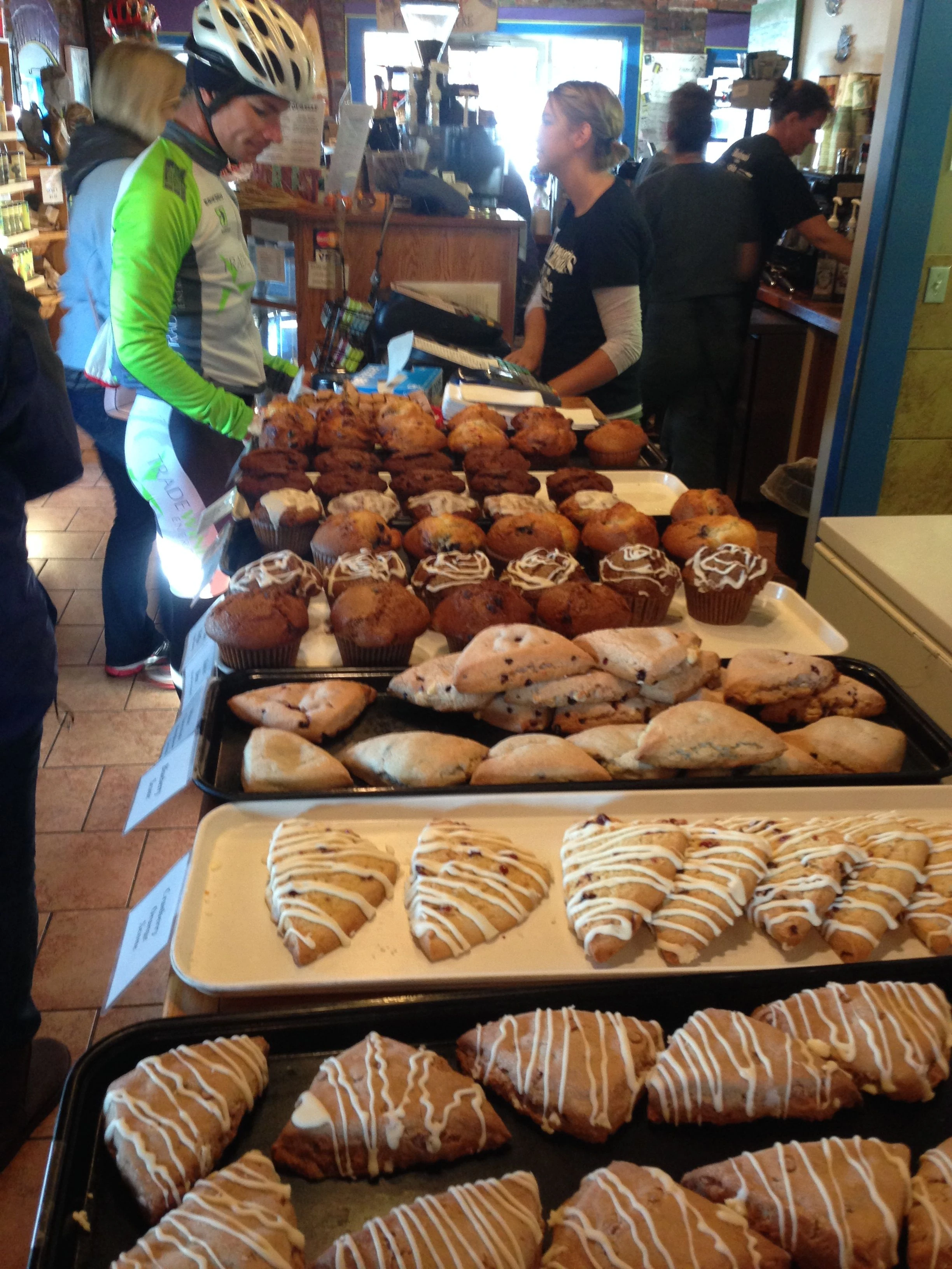 The coffeshop was well stocked before the race.