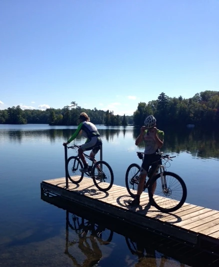 Bill and I admiring the lake from the dock.