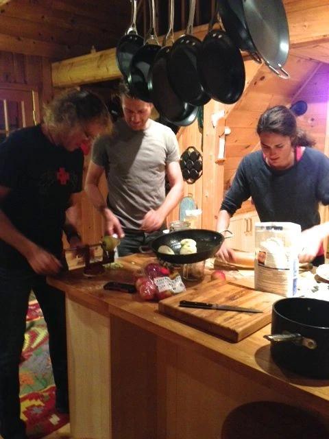 Making apple pie before dinner. 