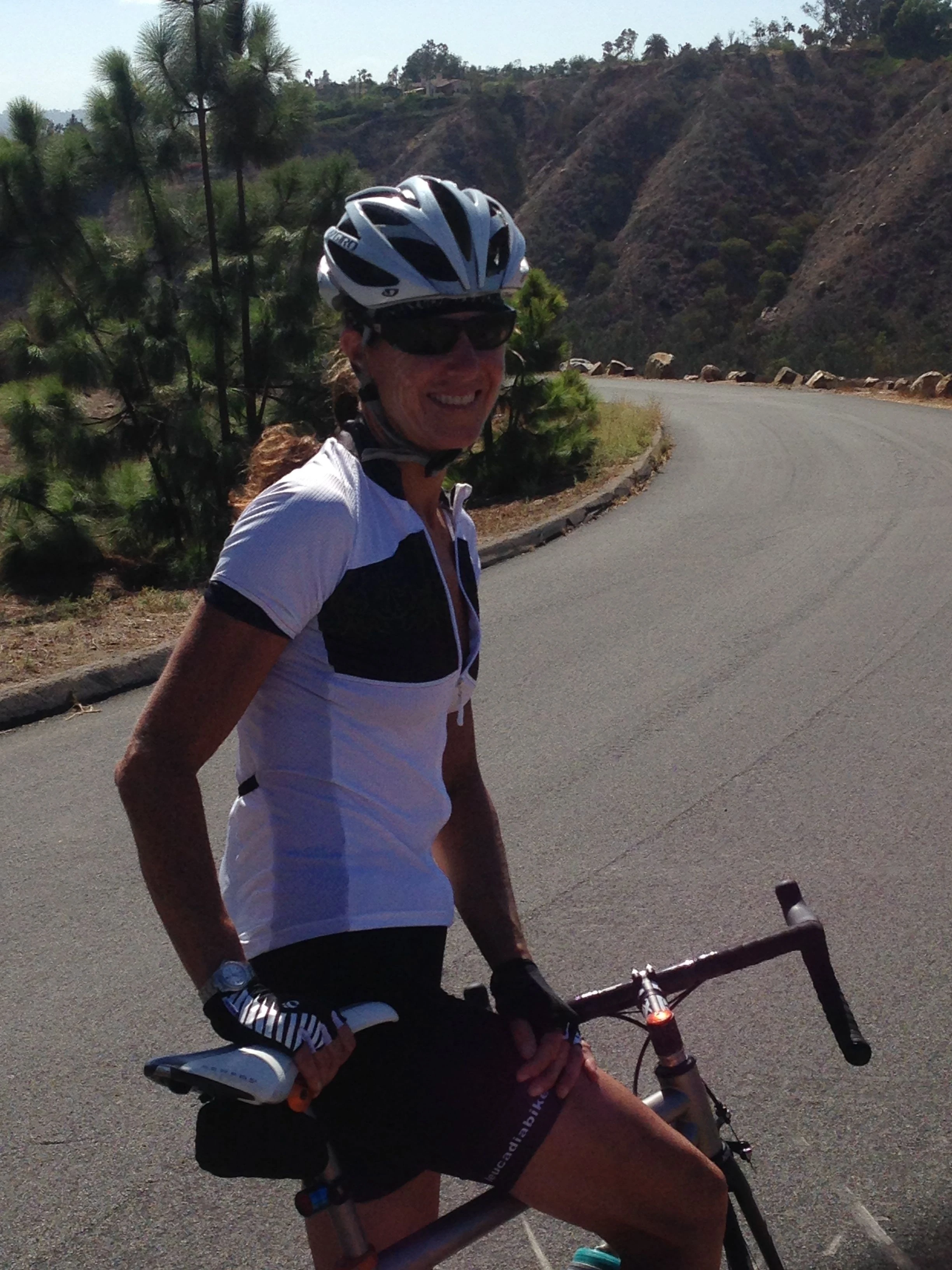 Sue out riding yesterday. She has sort have become a weekend warrior, being super busy at work. She does commute, 16 miles a day, though, staying amazingly fit.