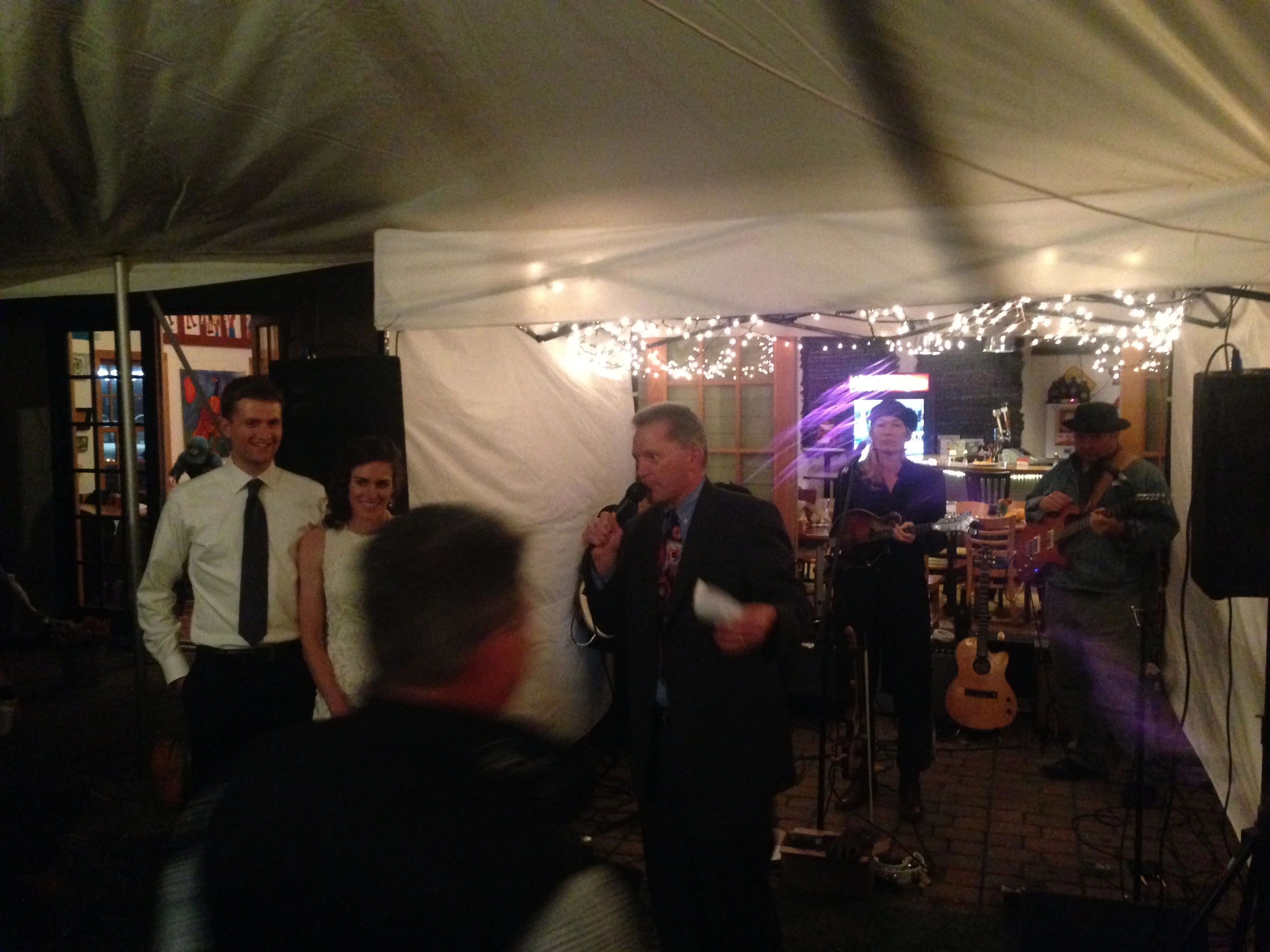 Not a good photo, but probably one that portrays Pat&rsquo;s dad, Craig&rsquo;s speech the best. It was a highlight of the festivities.