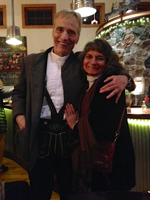 This is Dennis, lederhosen and all, and Sara Balbin, Gary Crandall&rsquo;s better half.