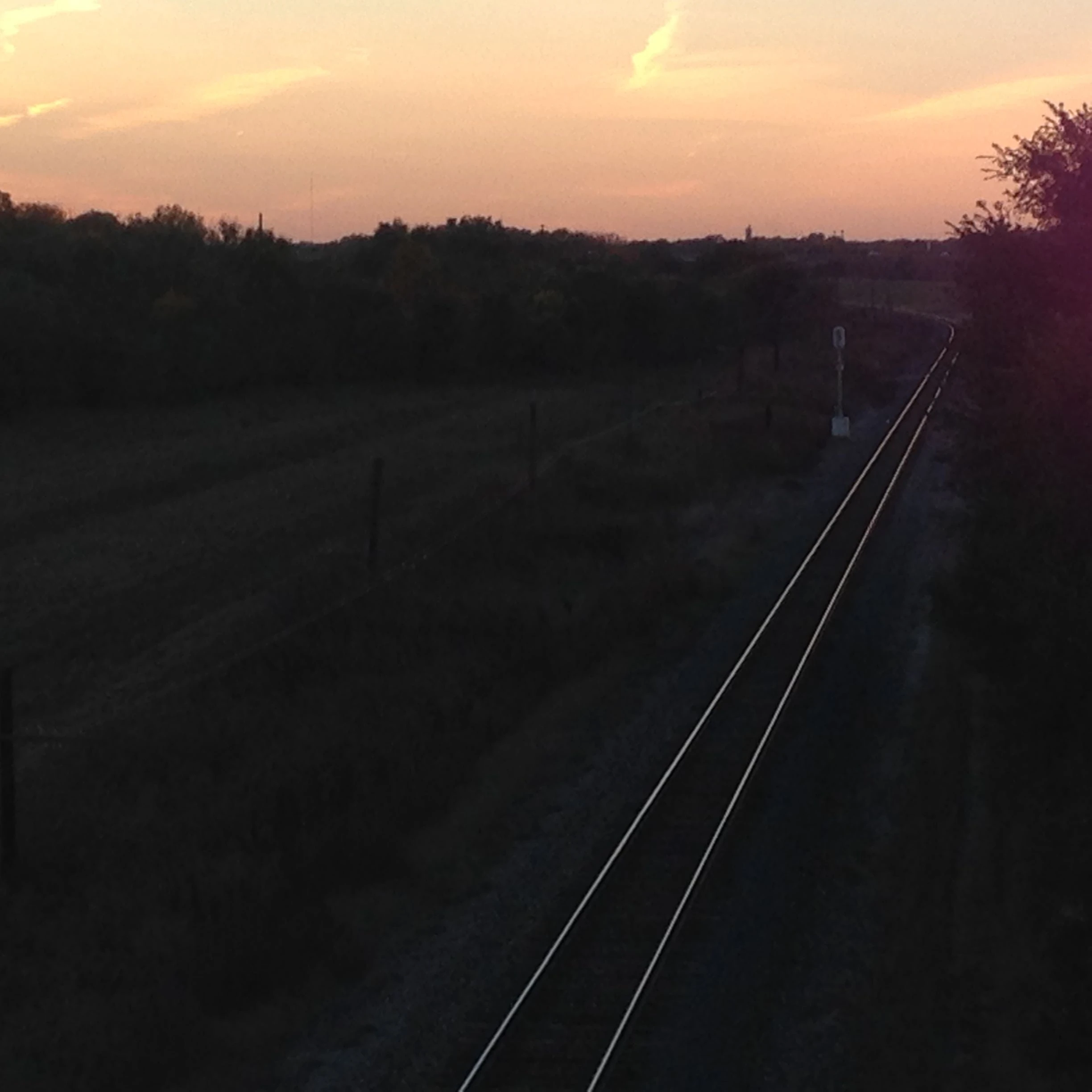I like to take picture of train tracks at sunset.
