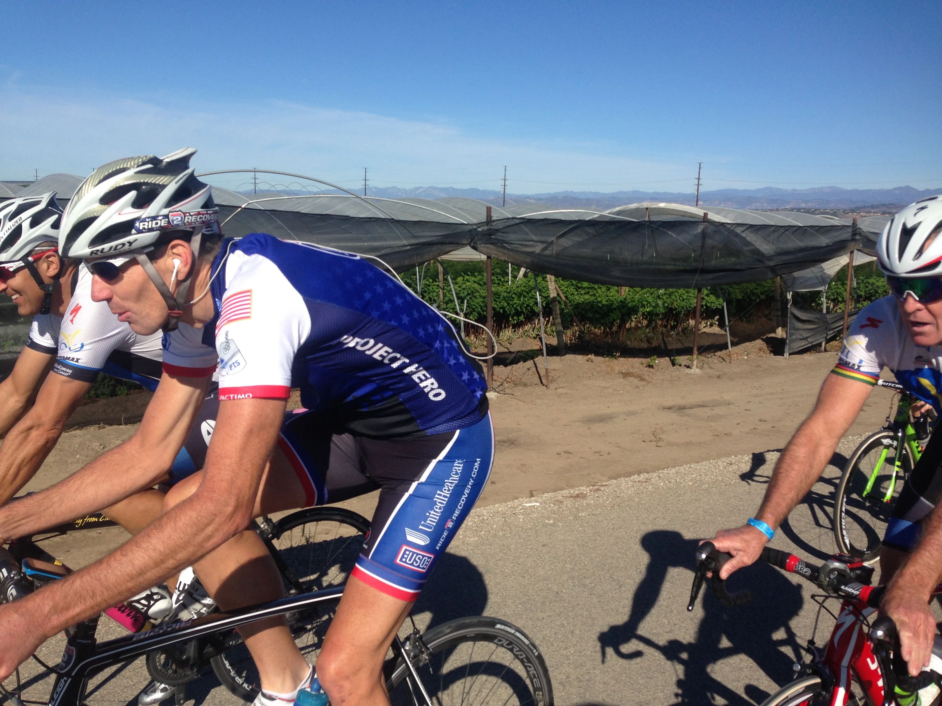 Roy, John Wordin and Thurlow (Rogers) behind heading out in the sidewind.