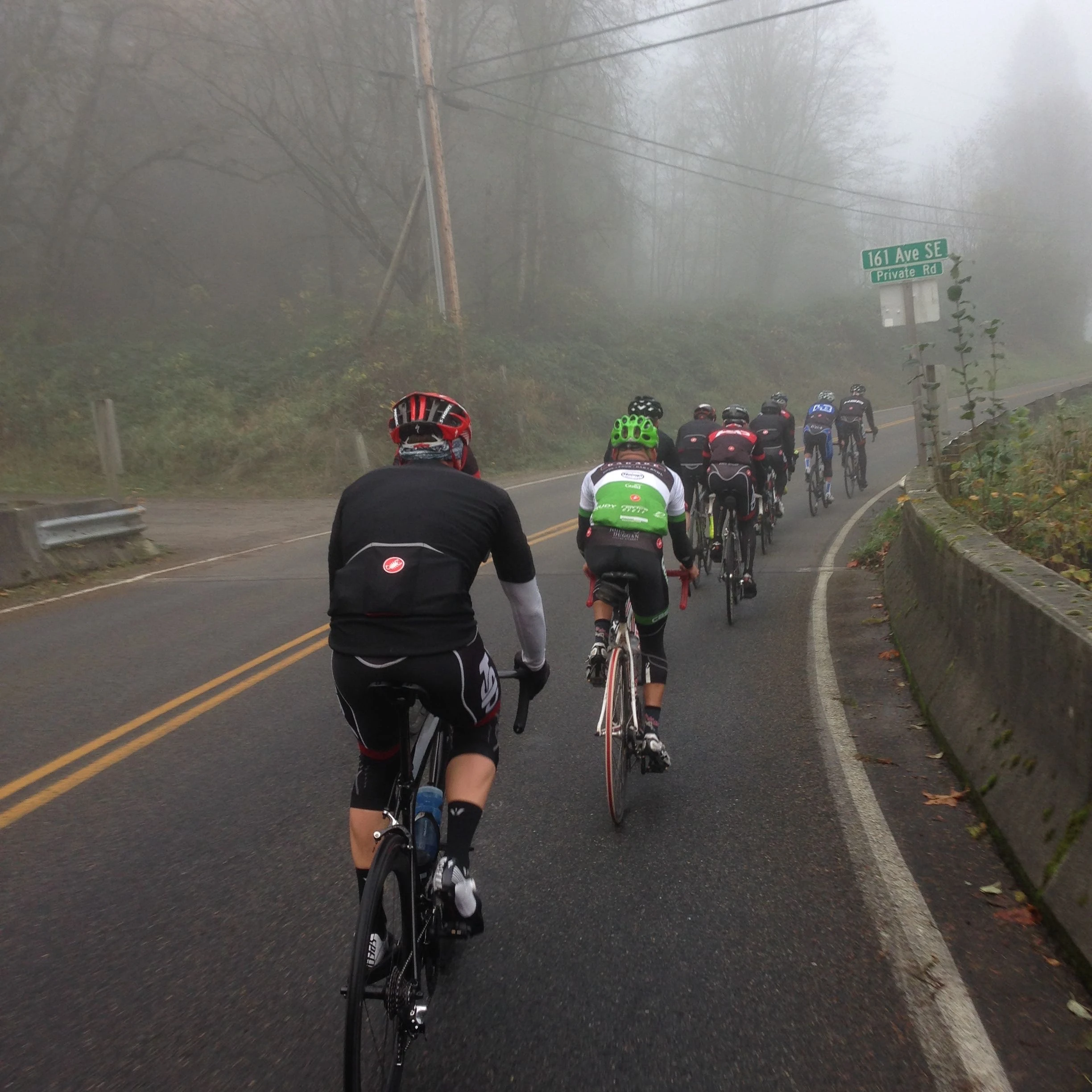 This was the weather the whole day. Plus, it was pretty strung out. I was at a disadvantage, not knowing where we were going or where the climbs were. 