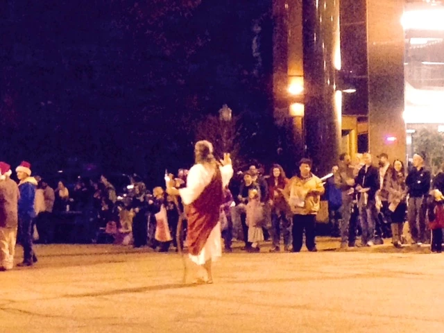 I never really seen a guy walking in a parade portraying Jesus. Barefoot and all. I liked it.
