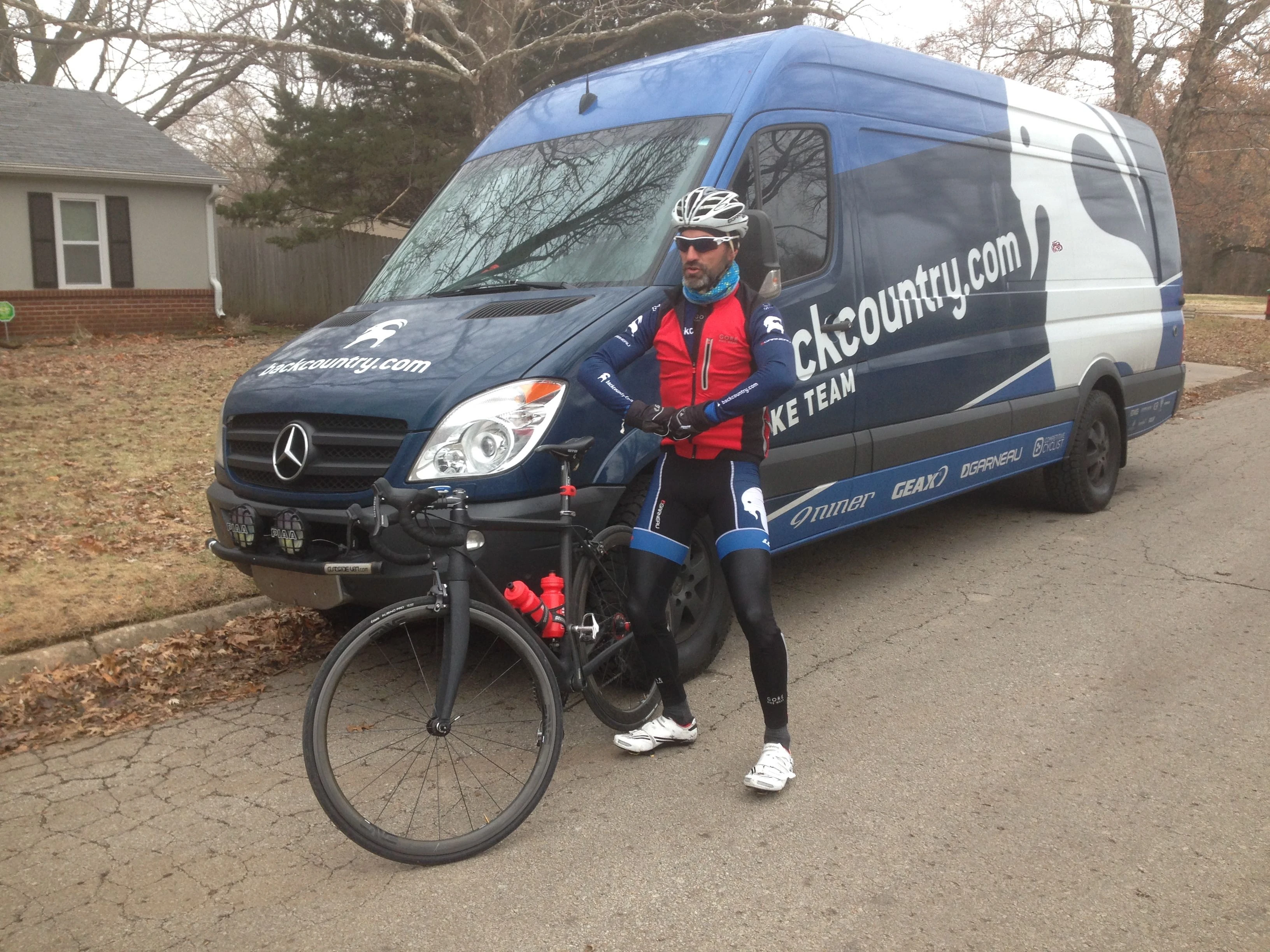 Jason, doing a little post ride posing. He had 12 more mores to drive after the ride. I bet that hurt.