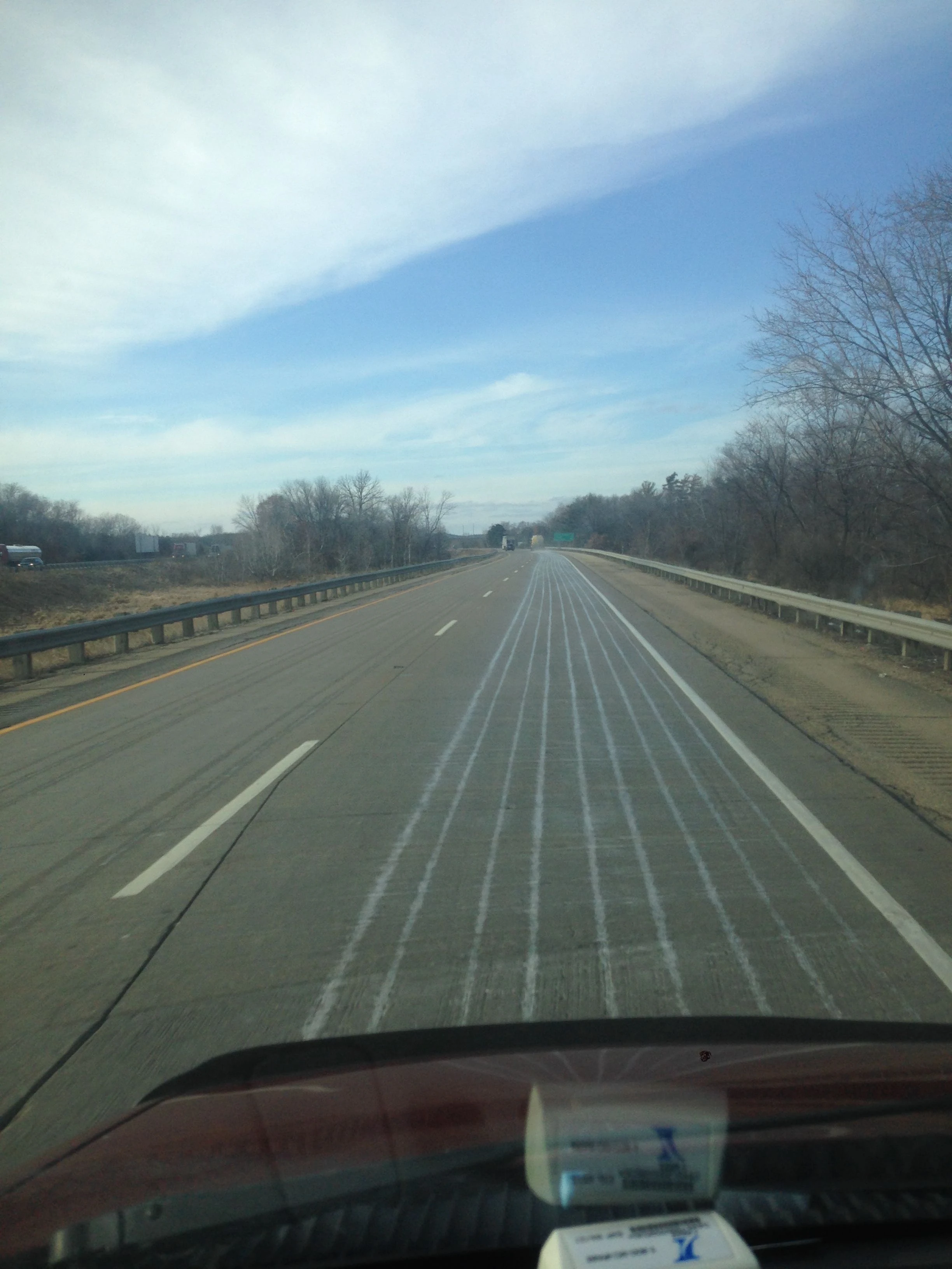 I got behind the truck that was applying this brine liquid to the road. I&rsquo;ve never seen the actual truck before. I heard they were using the liquid from making cheese, but I can&rsquo;t confirm that is the case.