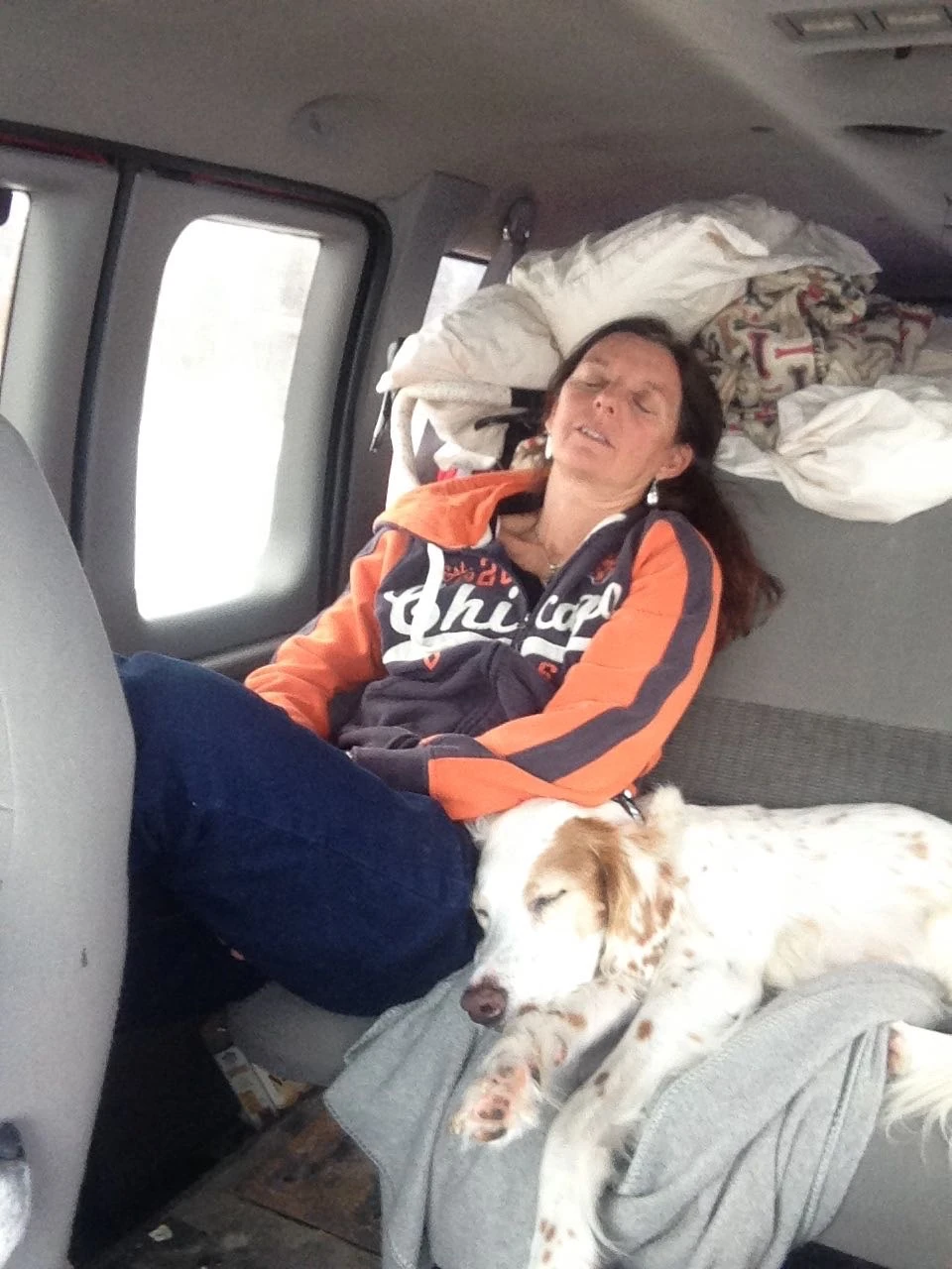 Trudi and Bromont were tired from their morning romp in the Northwoods.