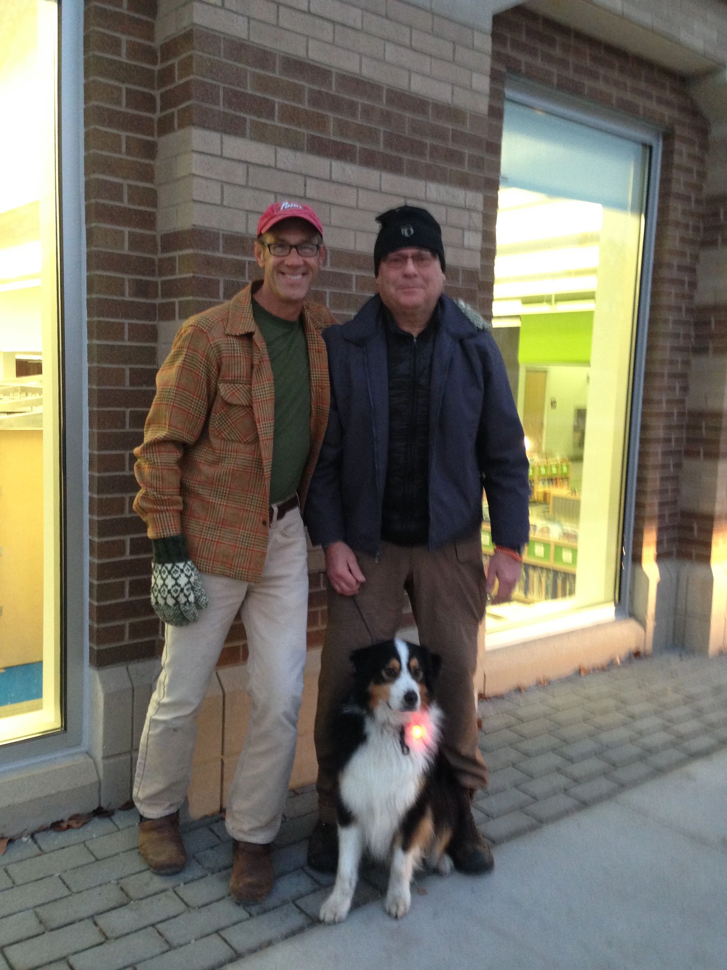Tim, Michael and Pete, Michael&rsquo;s new dog.