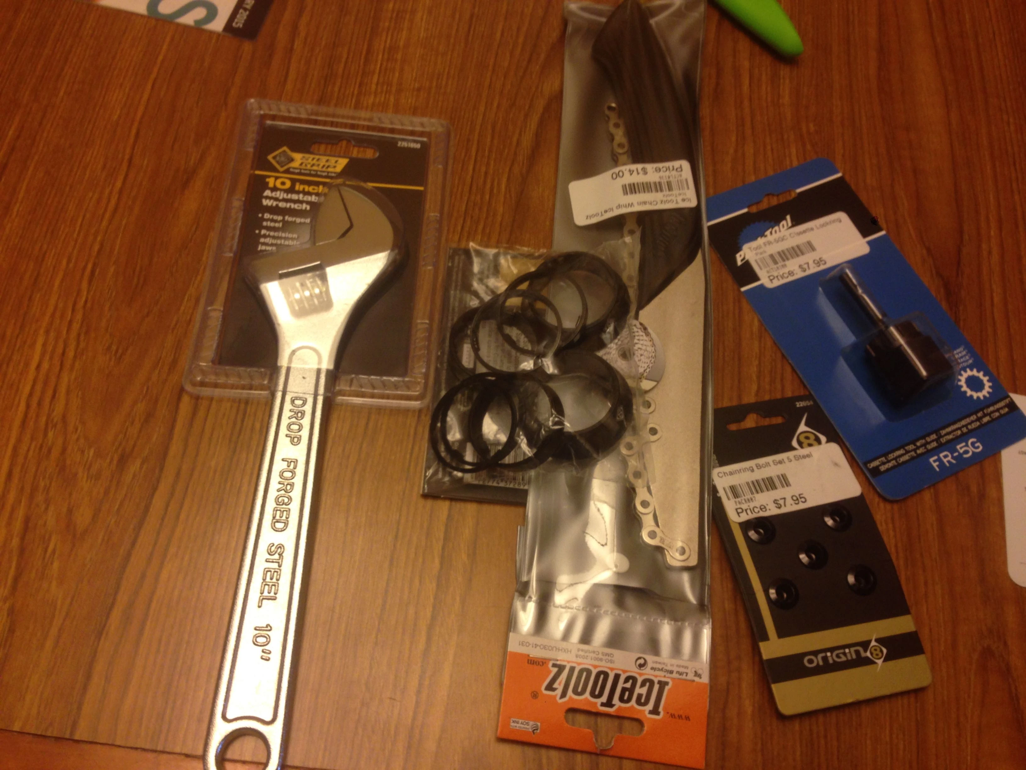 Vincent had to buy a bunch of stuff to convert his geared bike to a singlespeed.