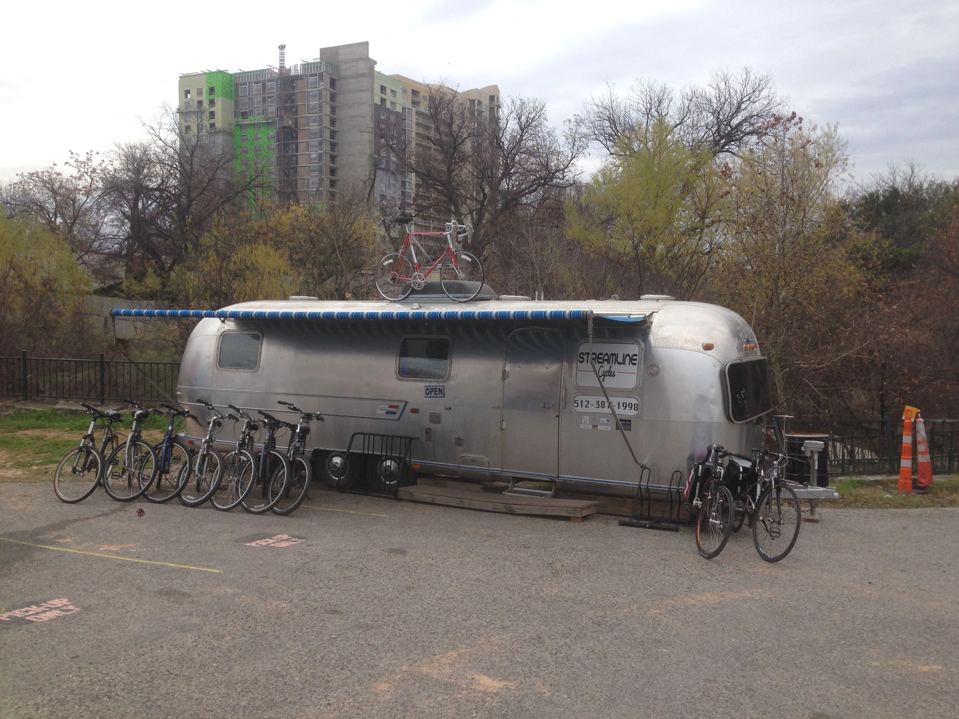 Brian Robbins Airstream Bike shop down by the river in downtown Austin.