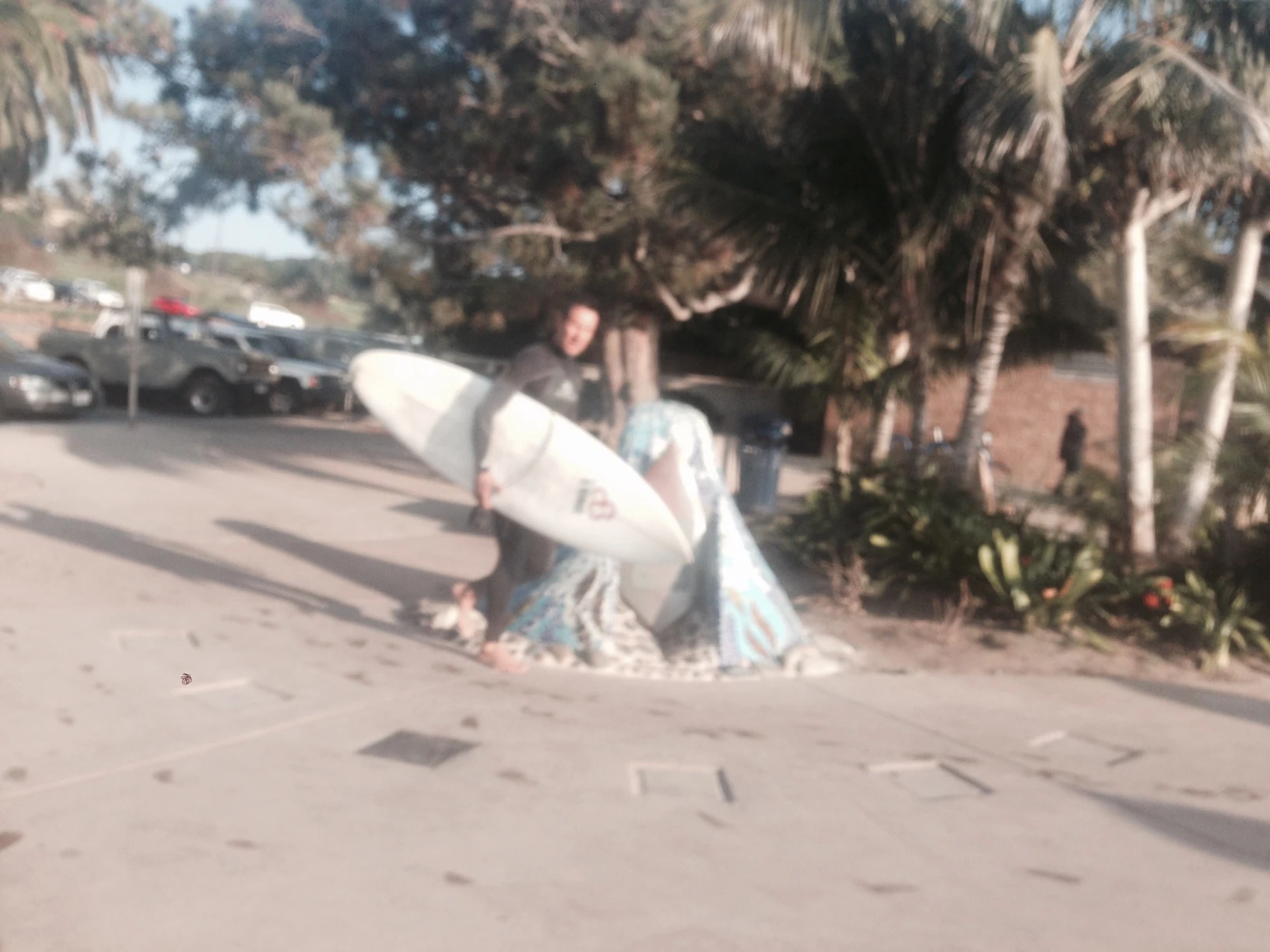 This guy was &ldquo;surf jogging&rdquo; into Swamis yesterday afternoon. My phone&rsquo;s camera lens must of been covered in sweat or something.