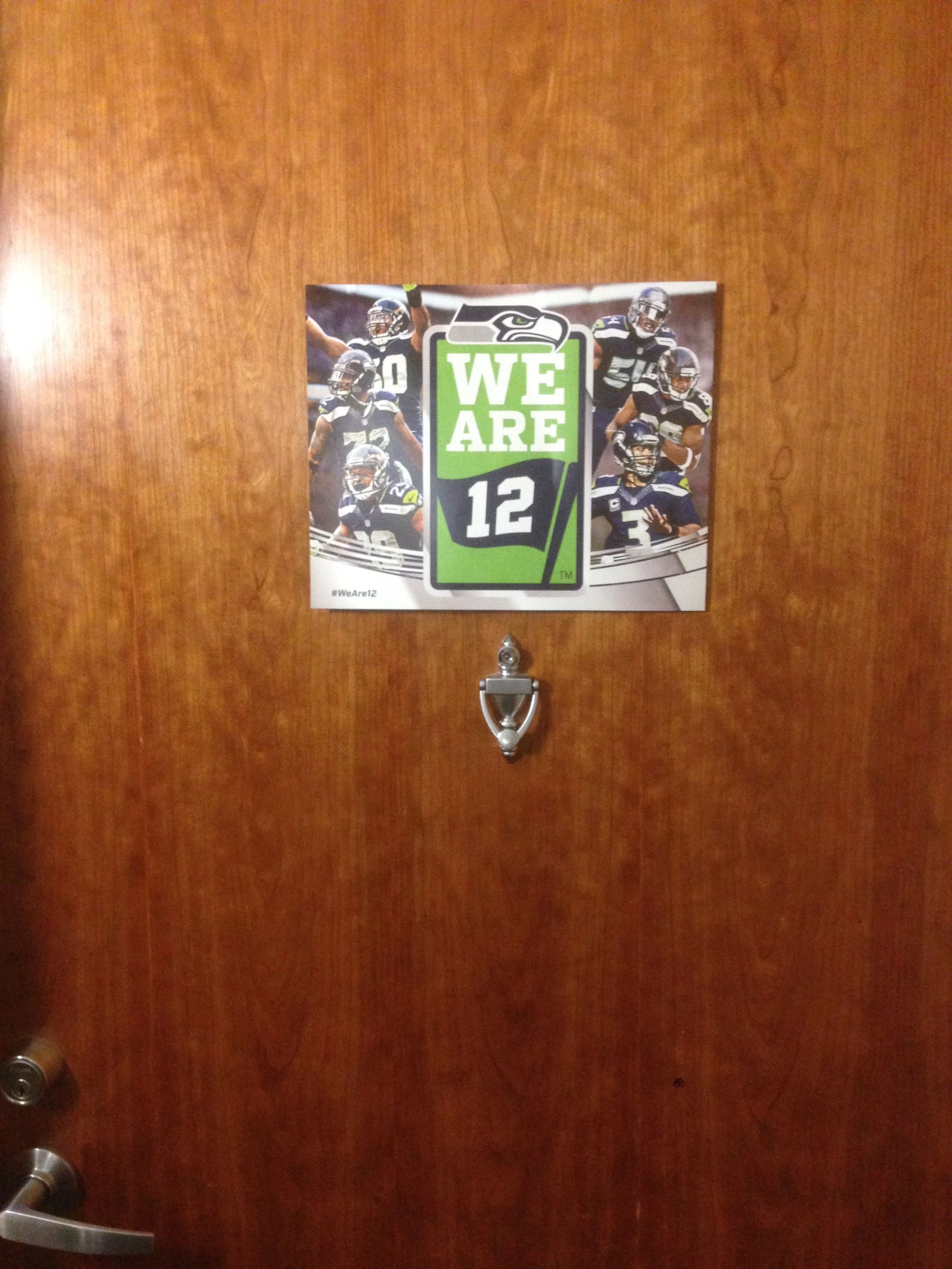 Even the Walberg&rsquo;s door flies the 12th man logo.