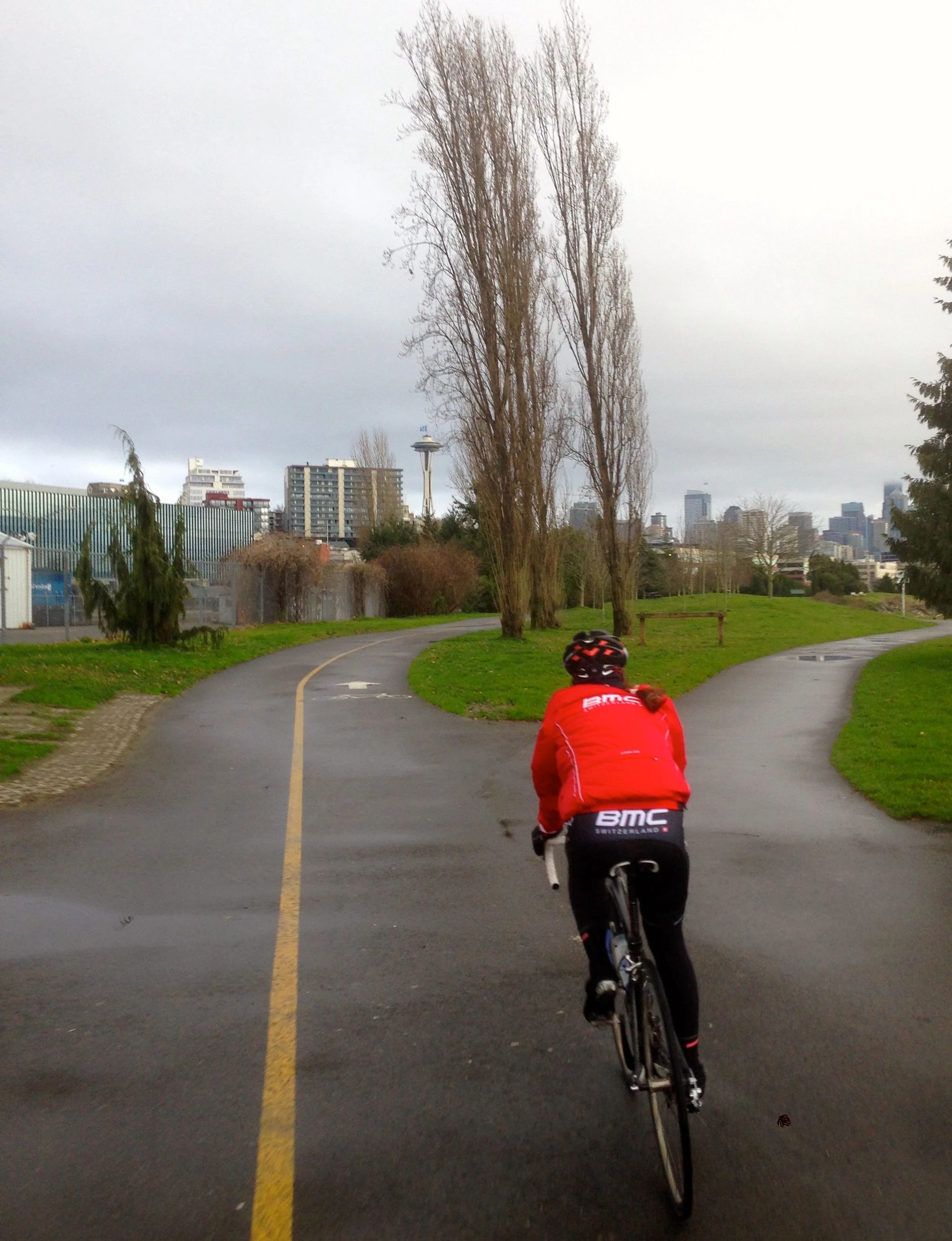 Trudi riding back towards town yesterday.