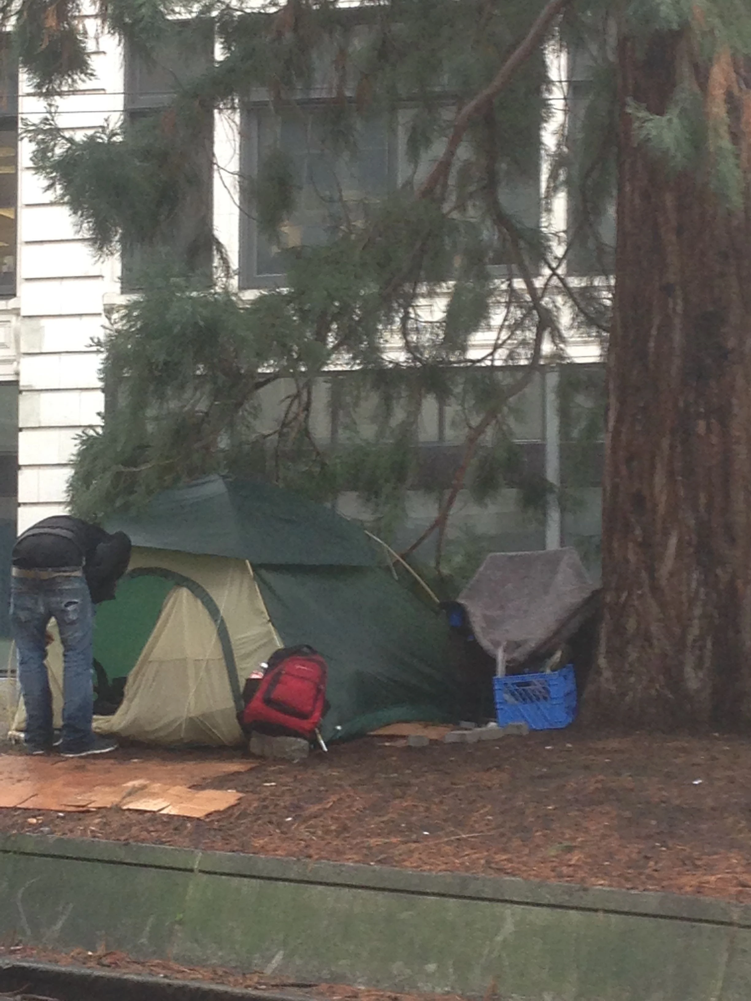 It was a better neat place to camp. Not sure that would work in Kansas. He was gone by the time we walked back by.
