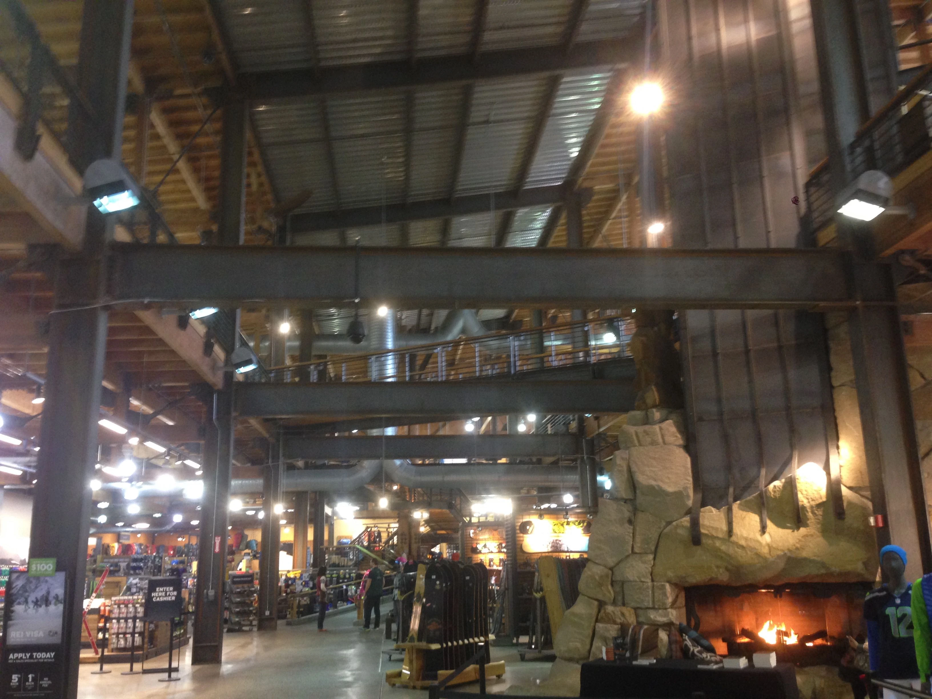 We walked by the biggest REI store in the world. I guess their corporate flagship store. It was enormous.