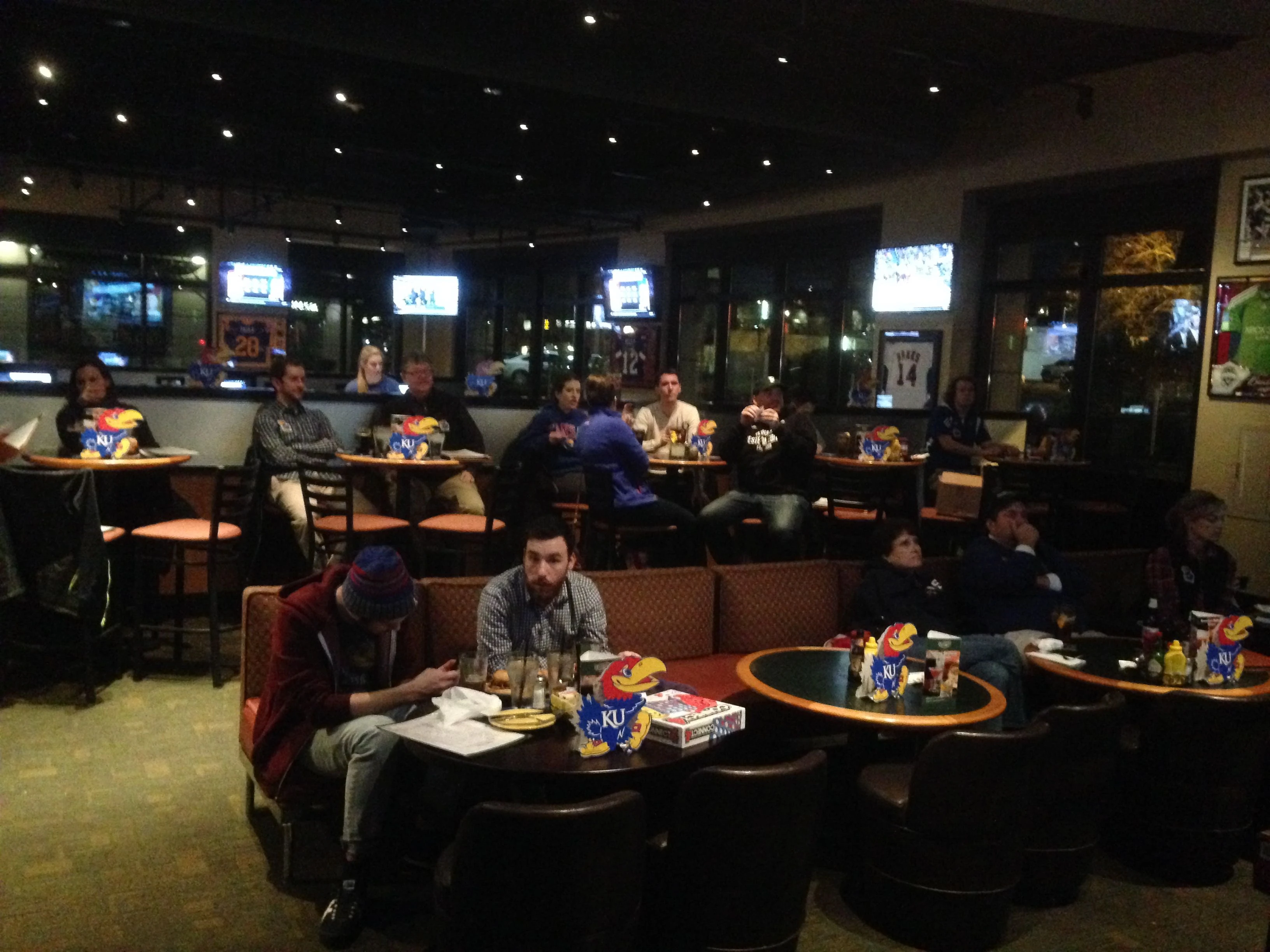 We walked over by the Space Needle, to a Sports bar to watch the KU vs ISU basketball game. It was the local gathering spot for expatriate KU fans.