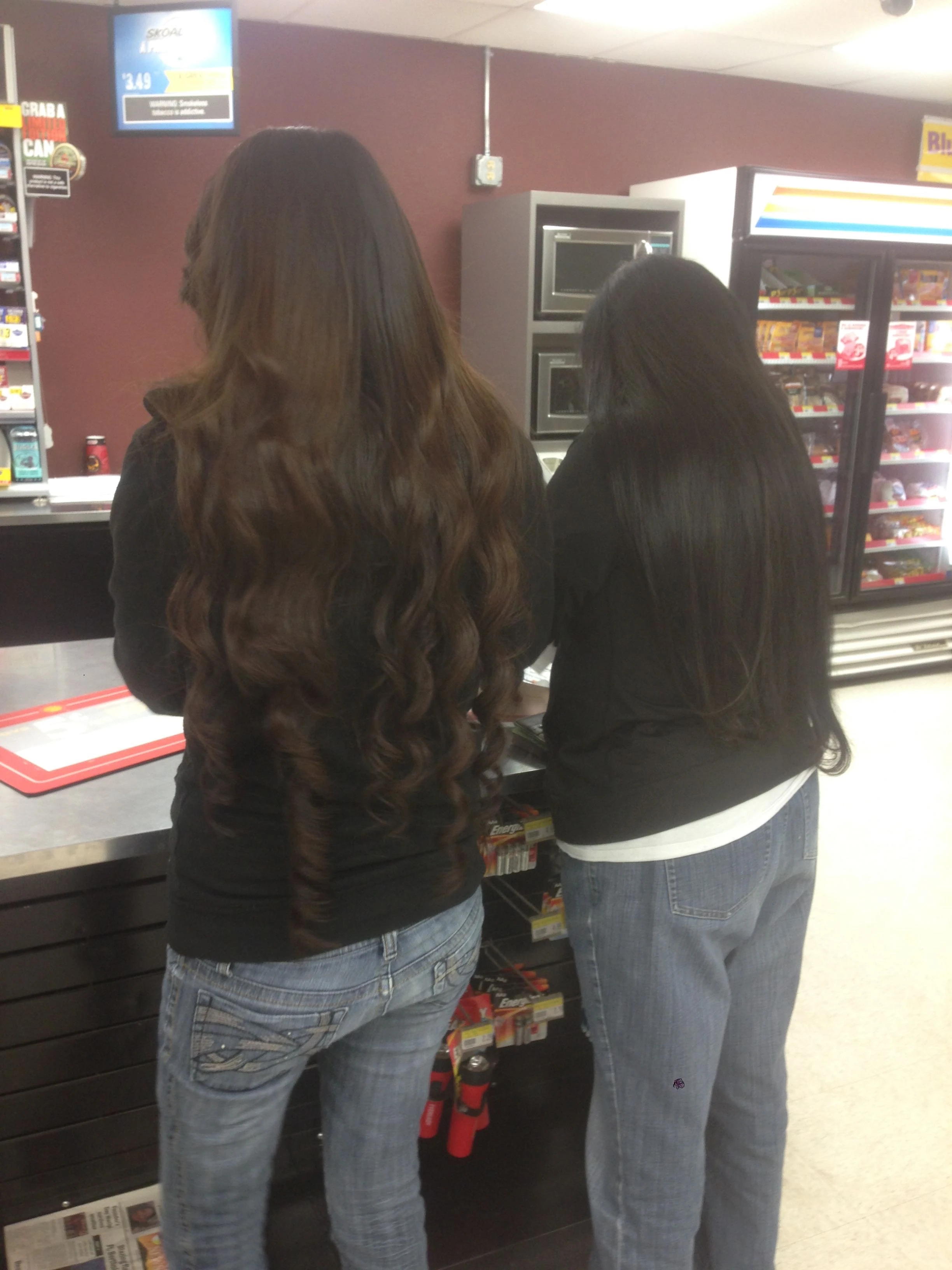 These women had beautiful hair. I talked to them some.