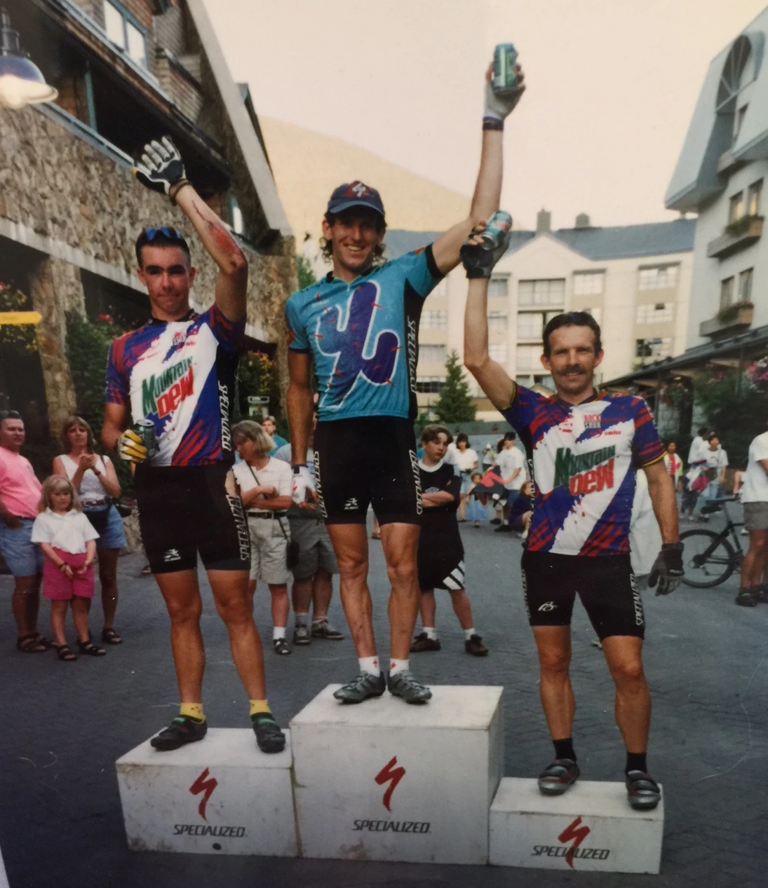 This is a photo from the Cactus Cup in Whistler, about the only time I was on the top step of the podium when Ned was with me. Looks like Todd is missing some lycra and skin. It was a very cool course.