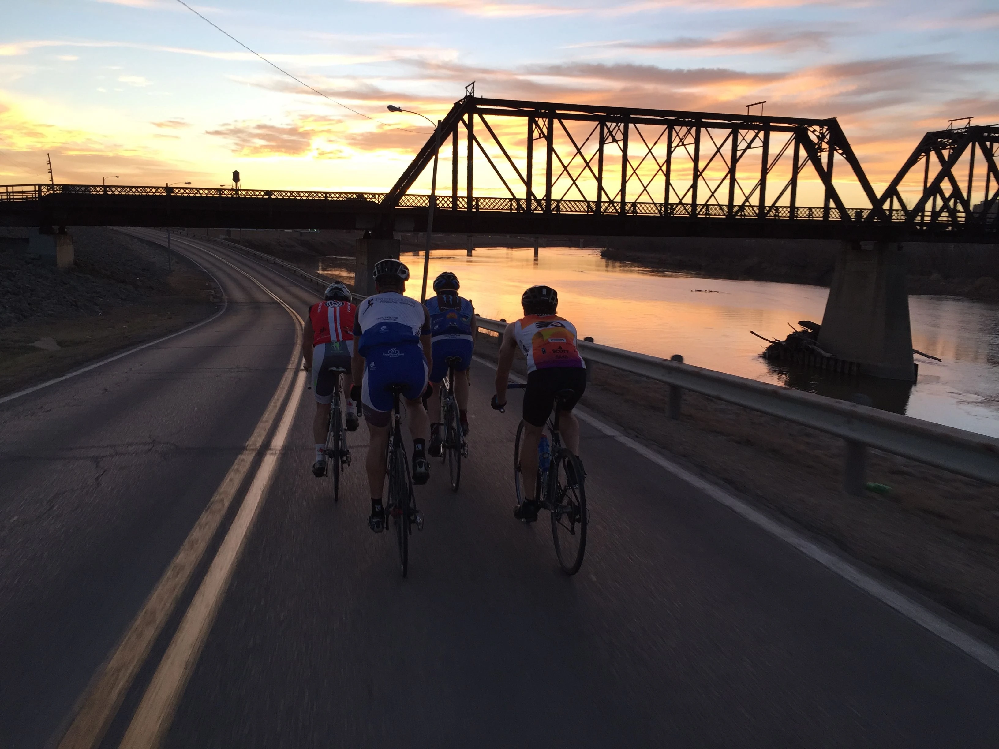 Coming back in last night at sunset from the evening ride. It was all split up at the end.